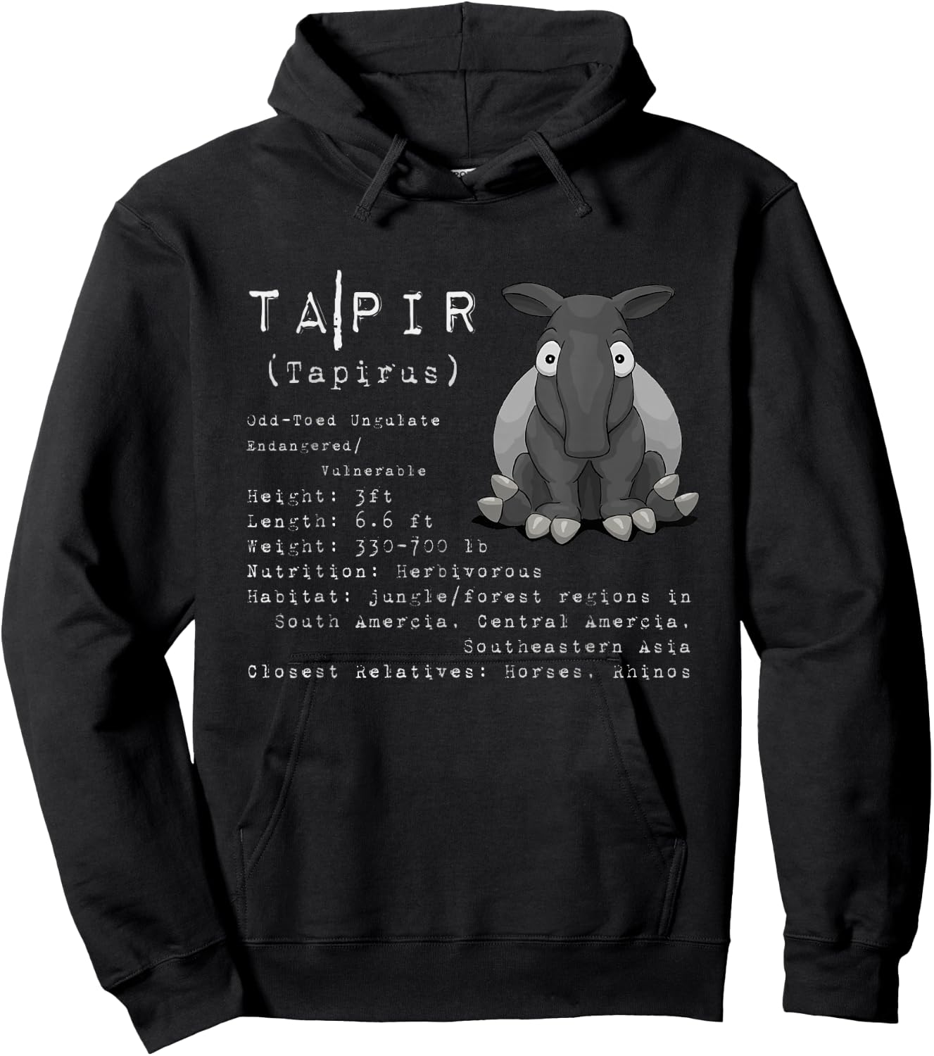 Chubby Malayan Tapir Facts Information Hoodie - Hoodie | Black