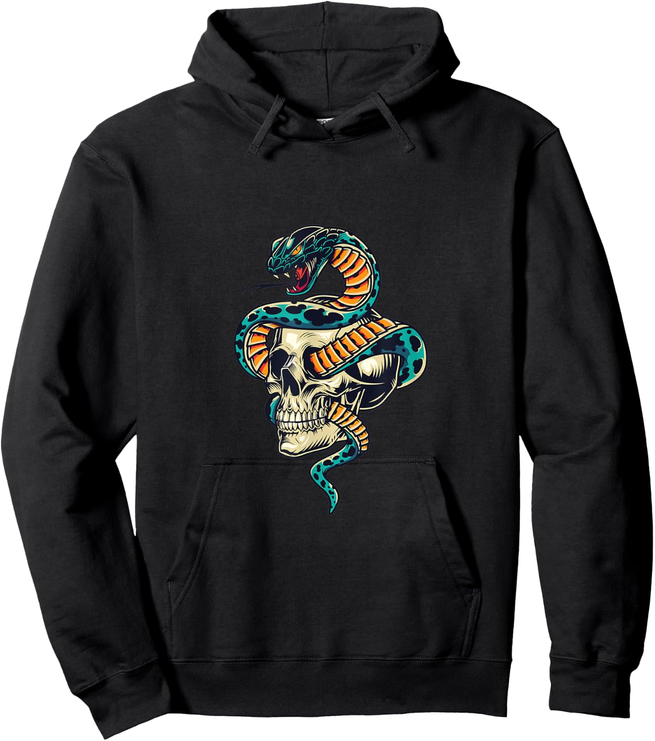 Tattoo Design Snake in Skull Cobra Skull Hoodie - Hoodie | Black