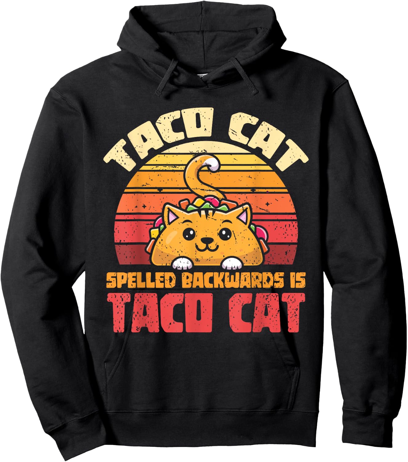 Tacocat Spelled Backwards Is Tacocat Funny Retro Taco Women Girls Kids Hoodie - Hoodie | Black