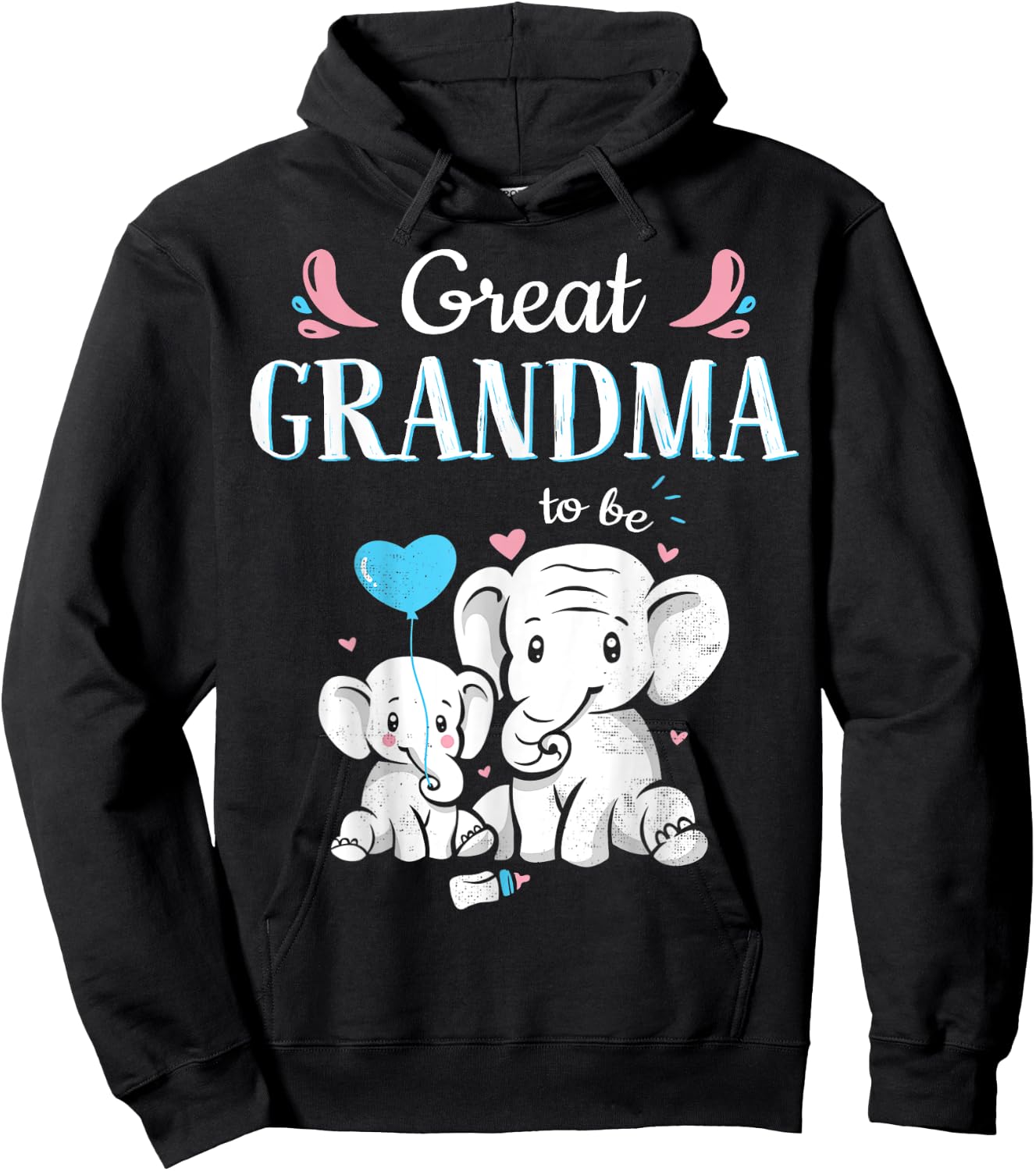 Great Grandma To Be Elephant Baby Shower Great Grandma Hoodie - Hoodie | Black