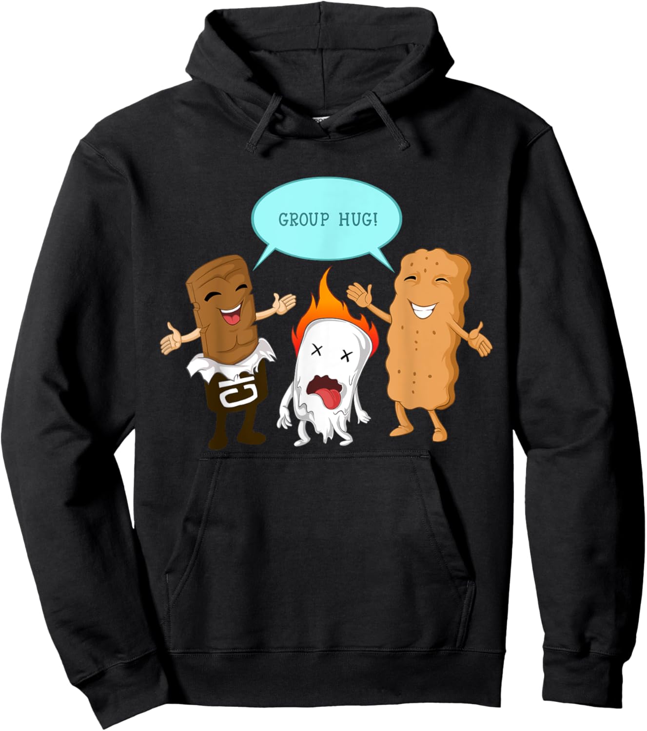 Group Hug S'mores Marshmallows Cute Camping Funny Food Gift Hoodie - Hoodie | Black