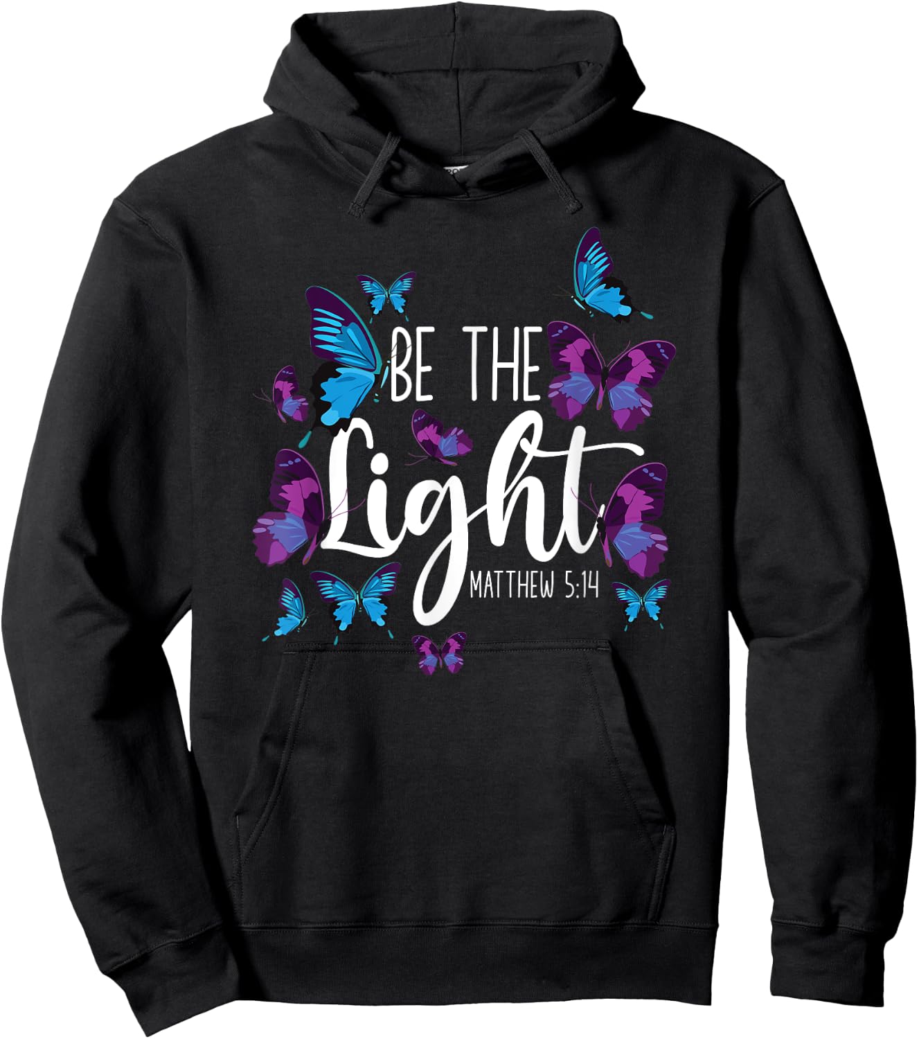 Christian Bible Verse Butterfly Be The Light Matthew 5:14 Hoodie - Hoodie | Black