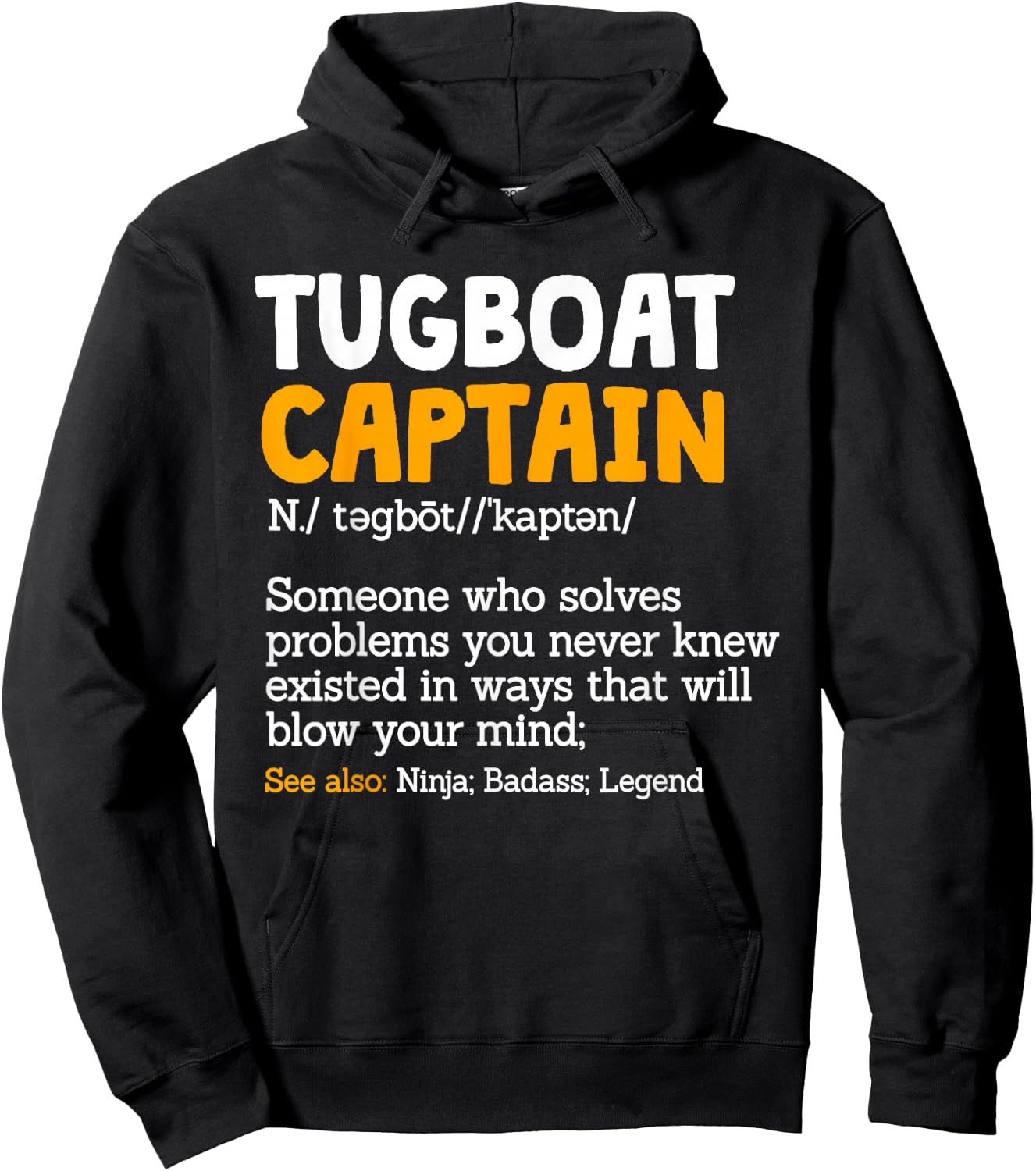 Tugboat Captain Noun Pilot Vessel Ship Tug Boat Commander Hoodie - Hoodie | Black