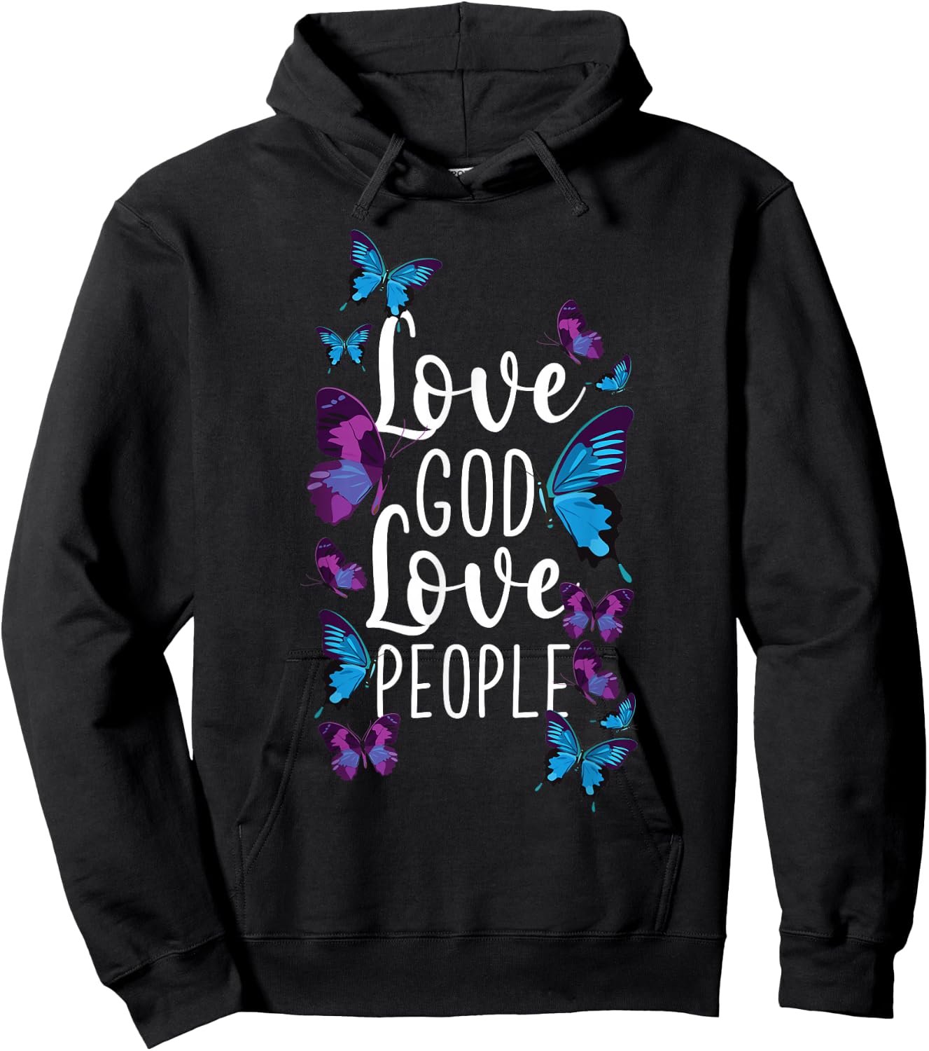 Christian Bible Verse Quote Butterfly Love God Love People Hoodie - Hoodie | Black