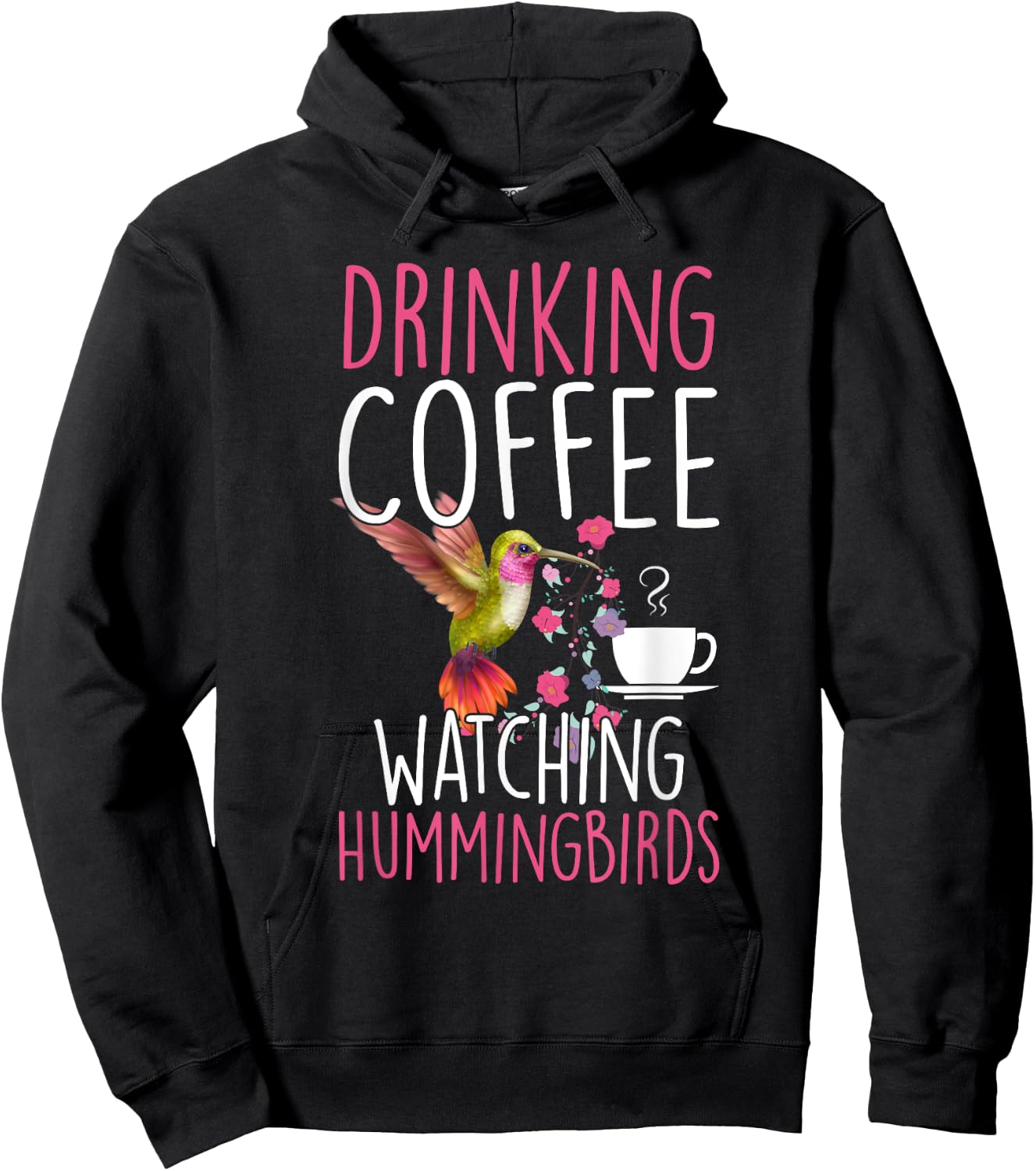Hummingbird Love Drinking Coffee Watching Hummingbirds Hoodie - Hoodie | Black