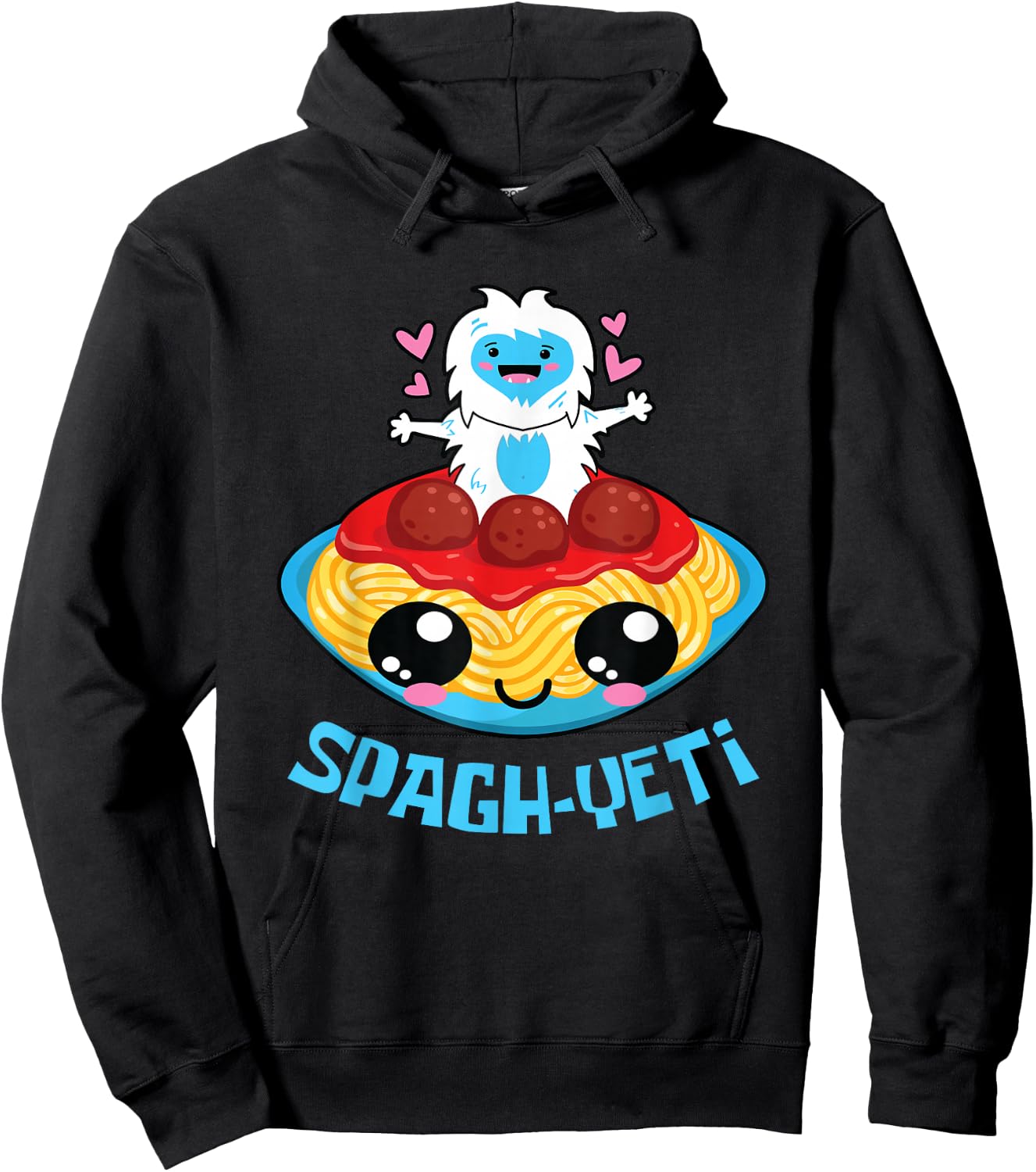 Spagh-Yeti I Spaghetti Sweet Kawaii Yeti Bigfood Manga Hoodie - Hoodie | Black