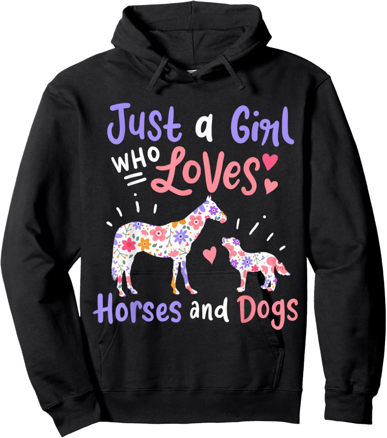 Horse Dog Just A Girl Who Loves Horses And Dogs Gift Hoodie - Hoodie | Black