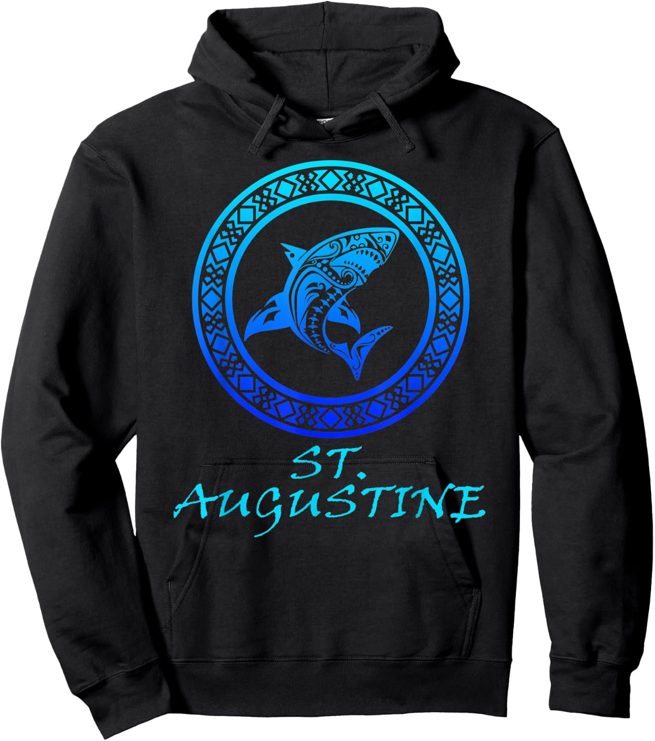 St. Augustine, Florida Vintage Retro Tribal Shark Vacation Hoodie - Hoodie | Black