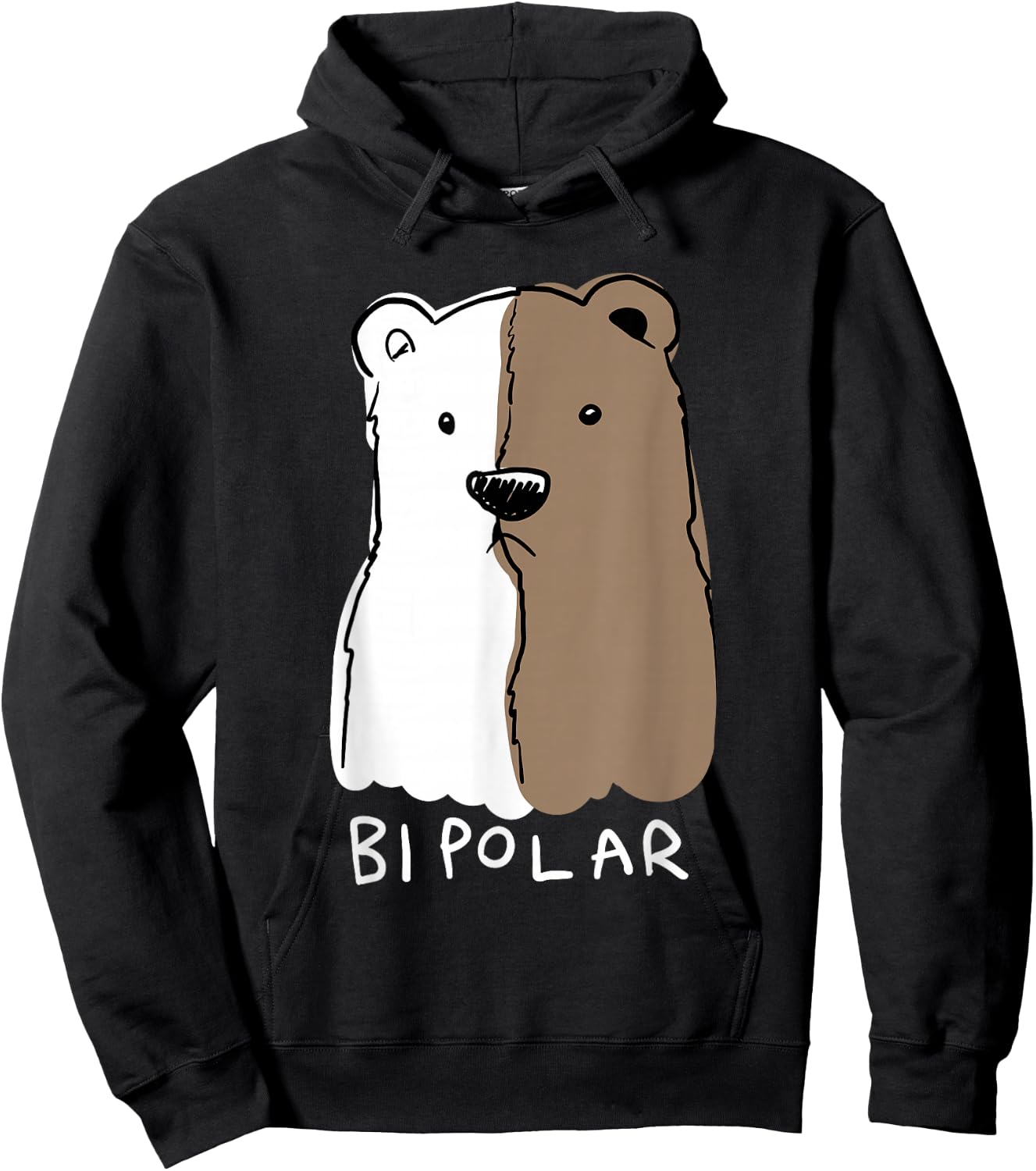 Funny Bipolar Disorder Design Men Women Bipolar Polar Bear Hoodie - Hoodie | Black