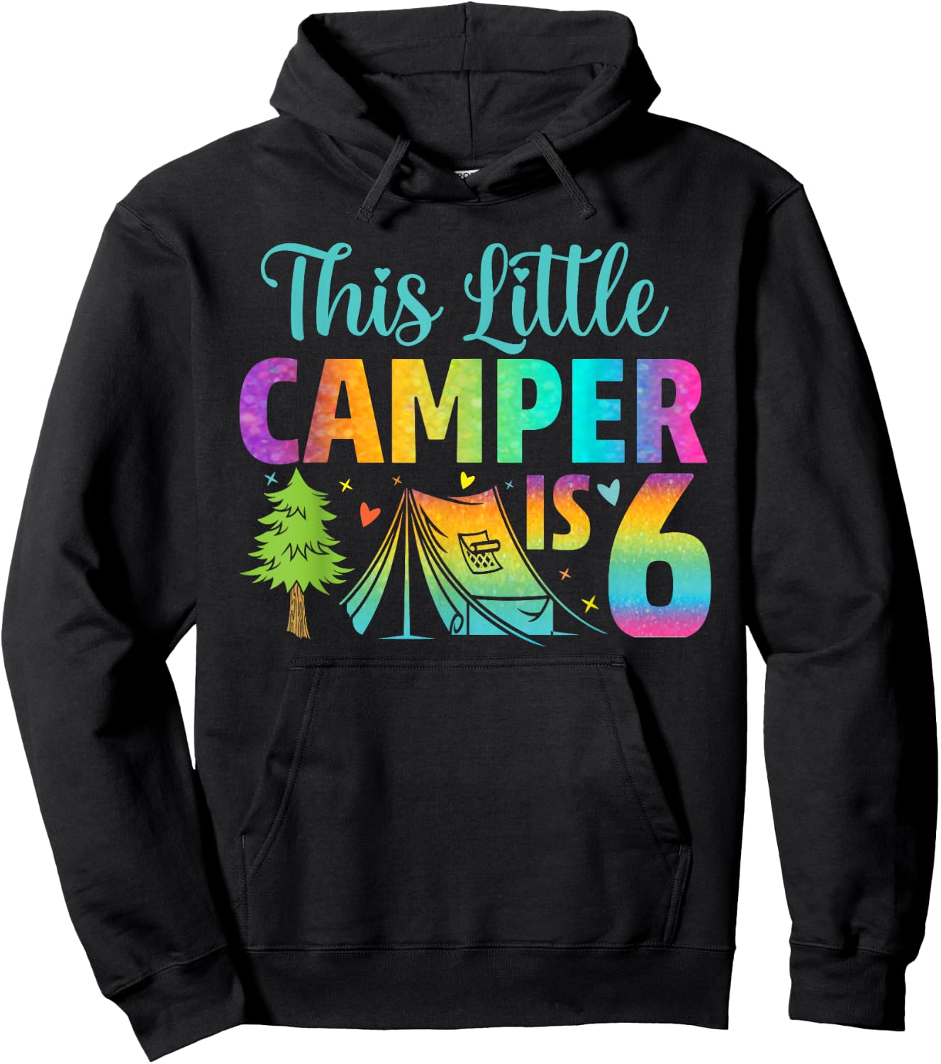 Camper Kids Birthday 6 Years Old Camping 6th B-day Funny Hoodie - Hoodie | Black