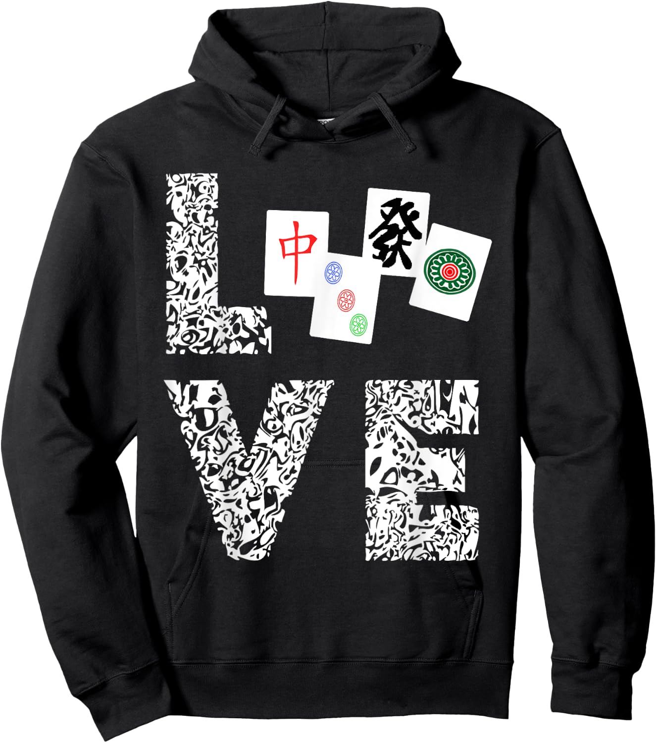 Mahjong Love Playing Chinese Game Mah Jongg Player Hoodie - Hoodie | Black