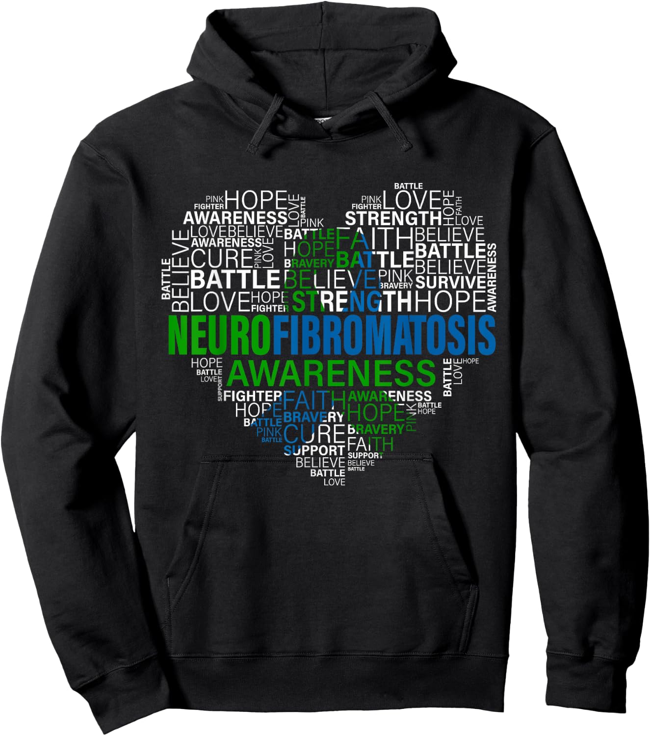 Neurofibromatosis Awareness Hope Support Strong Warrior Hoodie - Hoodie | Black