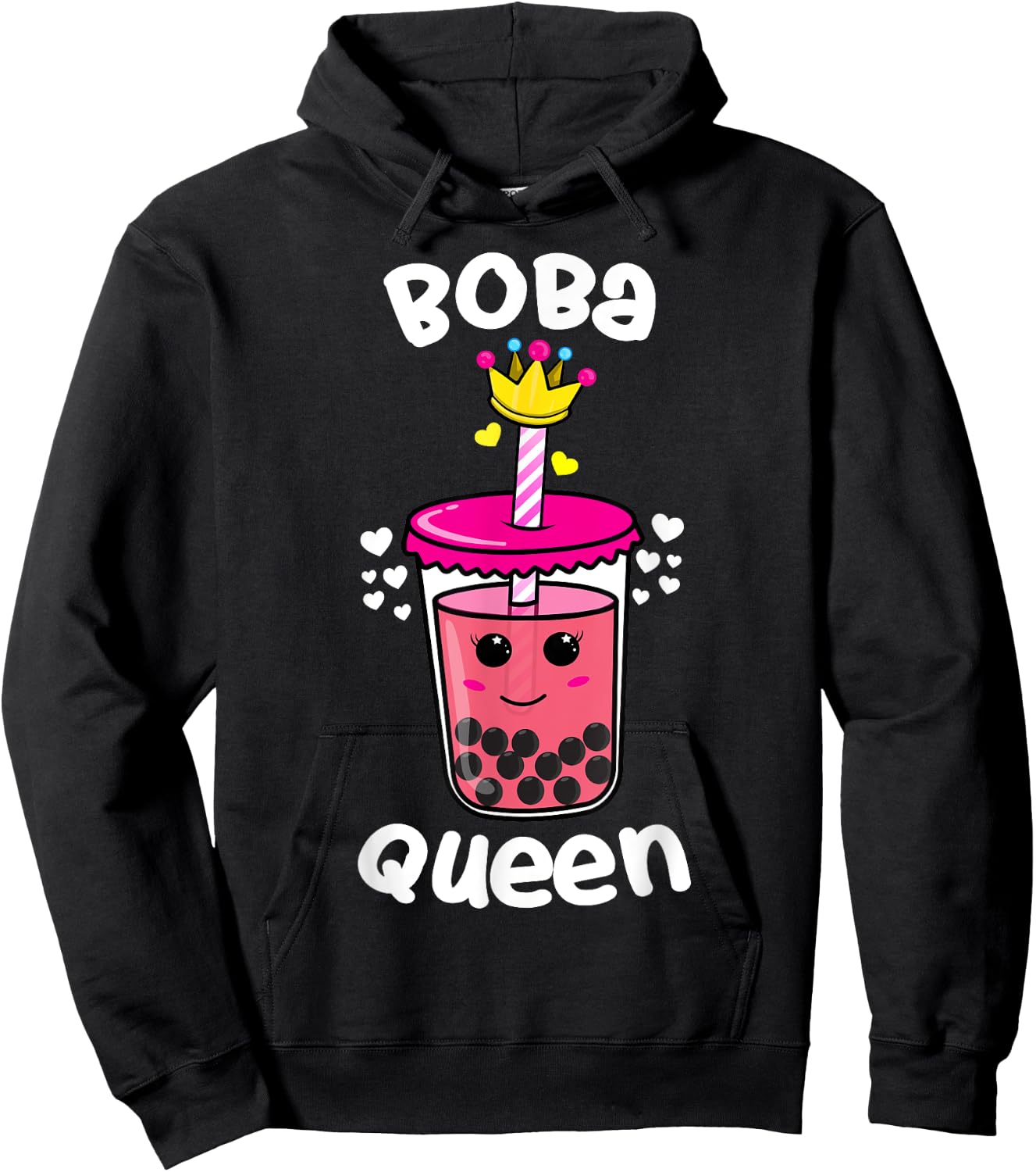 Boba Queen Love Cute Bubble Tea Lovers Women Girls Kids Gift Hoodie - Hoodie | Black