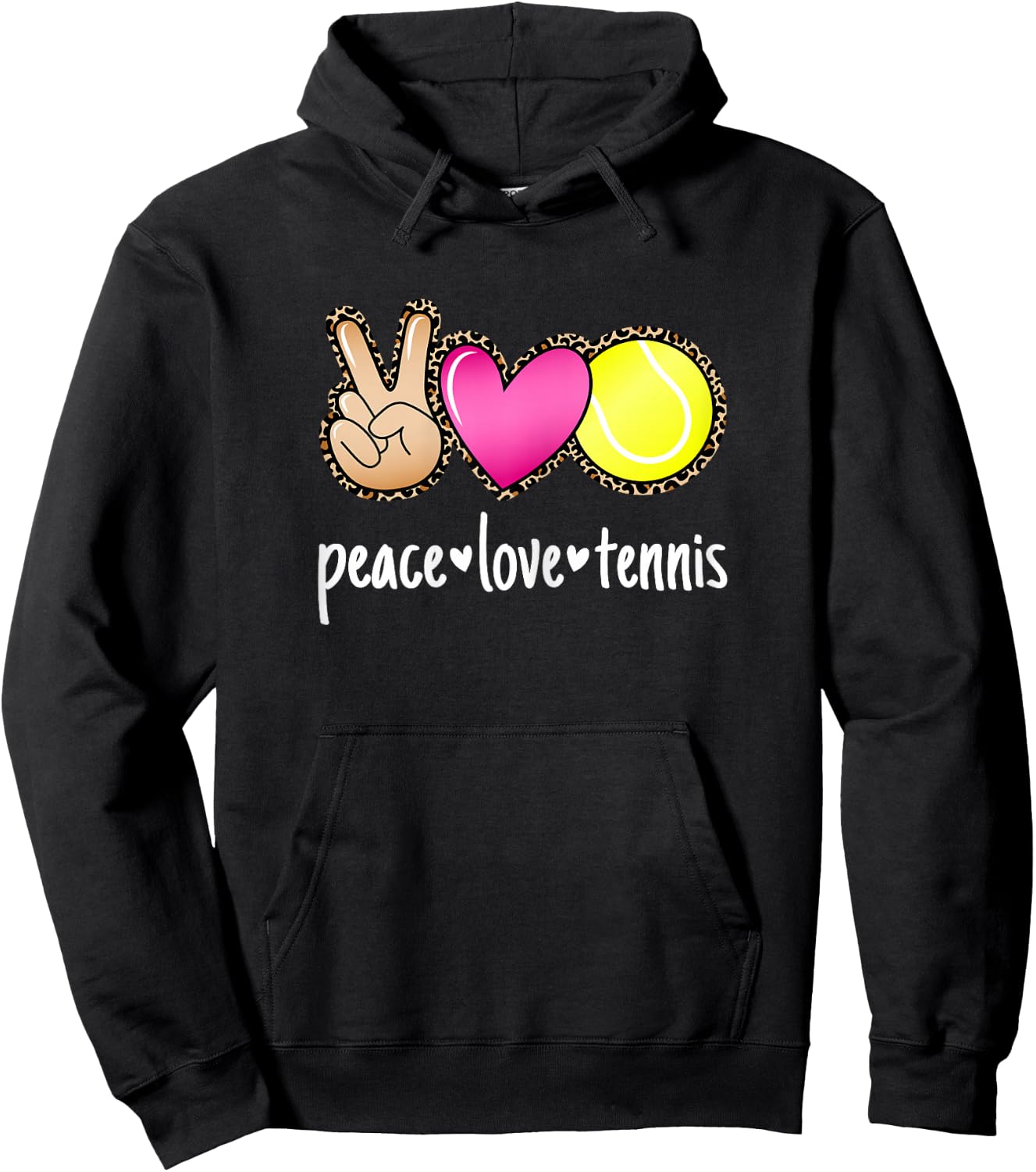 Peace Love Tennis Player and Girls Hoodie - Hoodie | Black