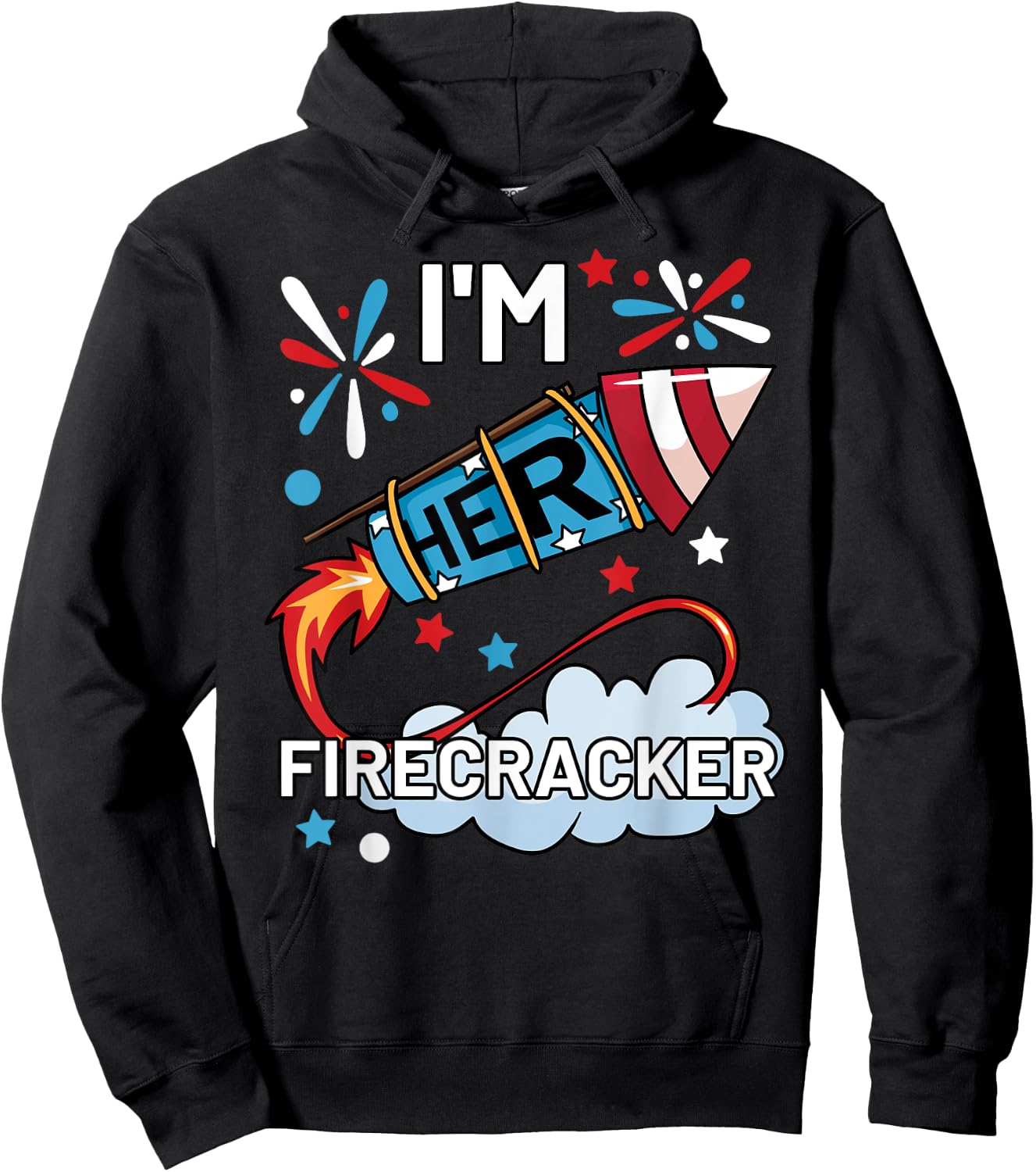 I'm Her Firecracker July 4th Matching Couple Cute Hoodie - Hoodie | Black