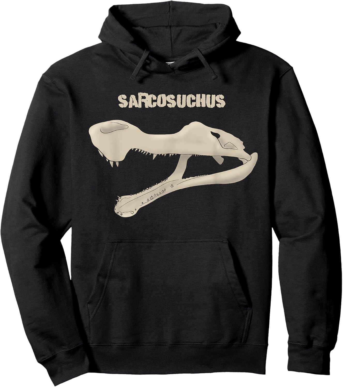 Dinosaur Sarcosuchus Fossil Crocodile Prehistoric Lizard Hoodie - Hoodie | Black