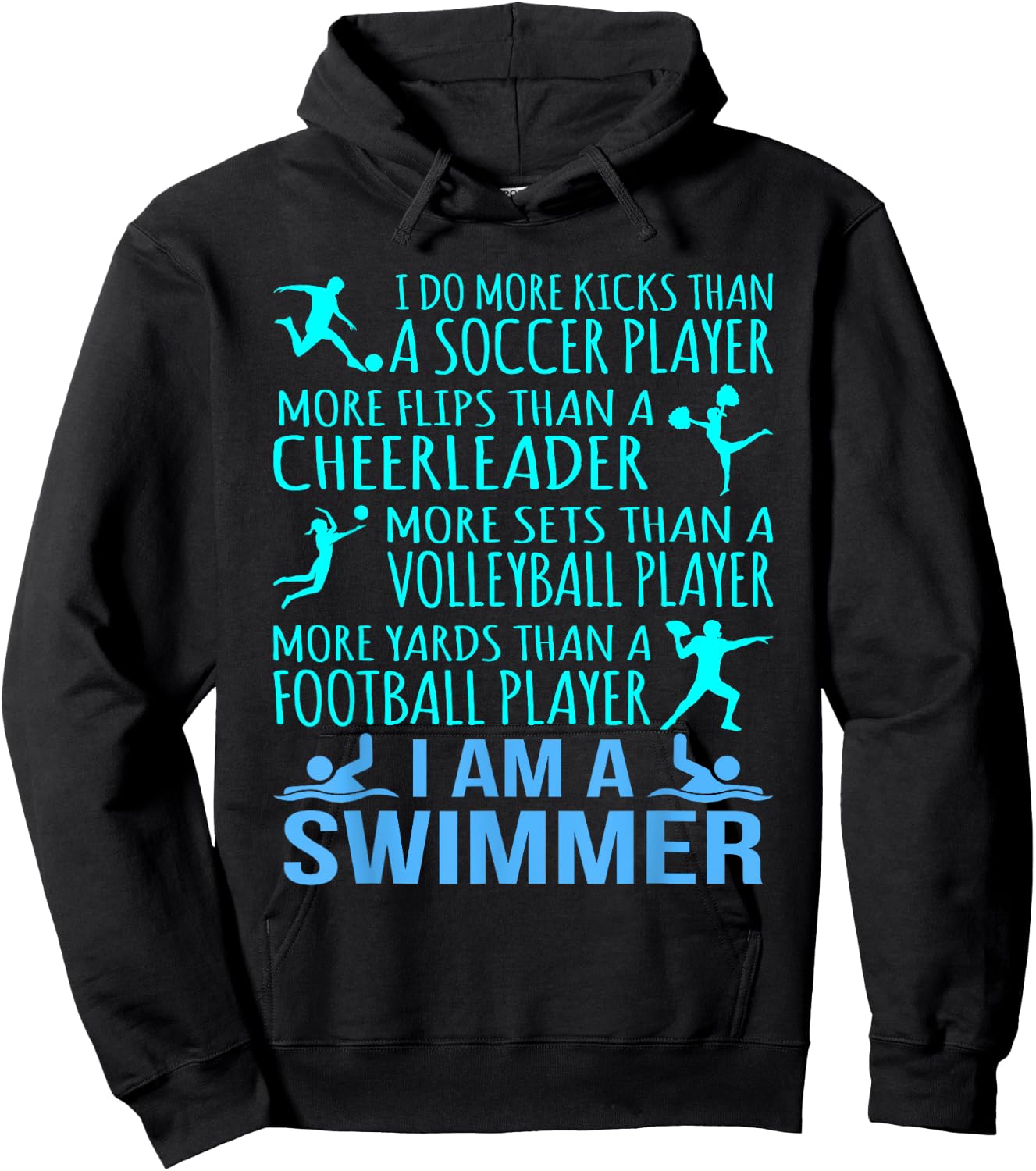 I Am A Swimmer Funny Swimming Swim Coach Men Women Graphic Hoodie - Hoodie | Black