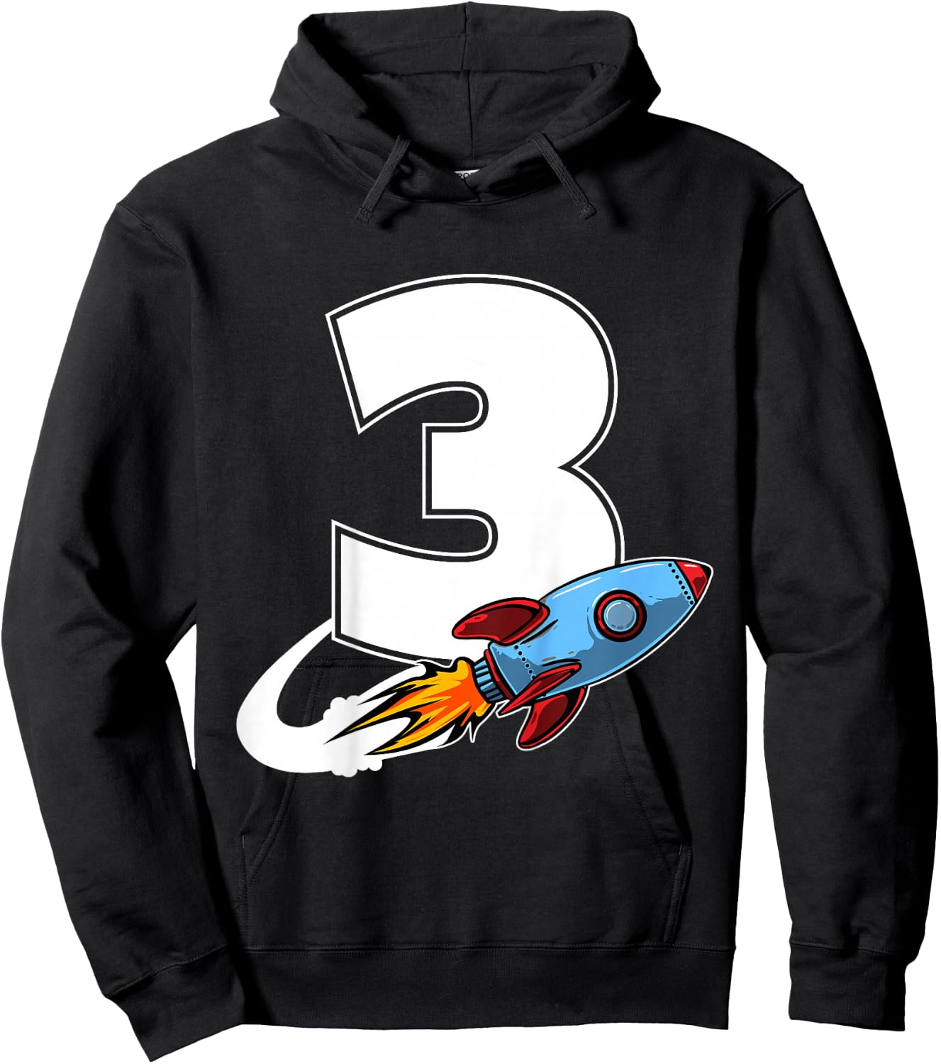 Outer Space 3 Year Old 3rd Birthday Three Rocket Ship Party Hoodie - Hoodie | Black