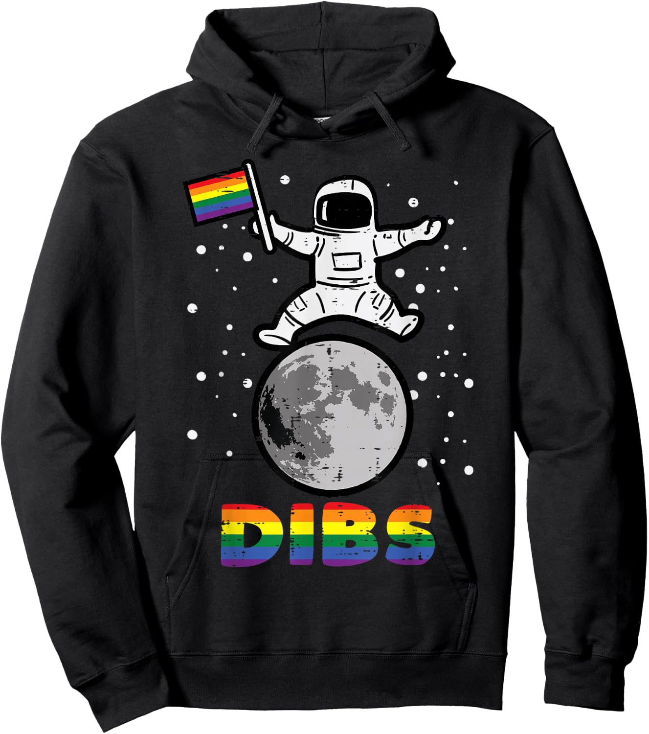 Gay Astronaut Moon Flag Dibs Rainbow Pride Month Lgbt Ally Hoodie - Hoodie | Black