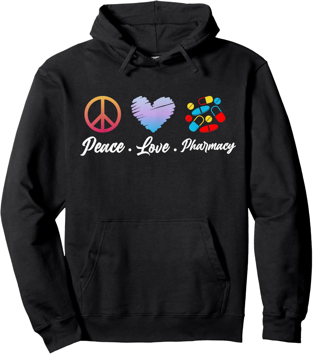 Peace Love Pharmacy Funny Pharmacy Technican Mothers Day Hoodie - Hoodie | Black