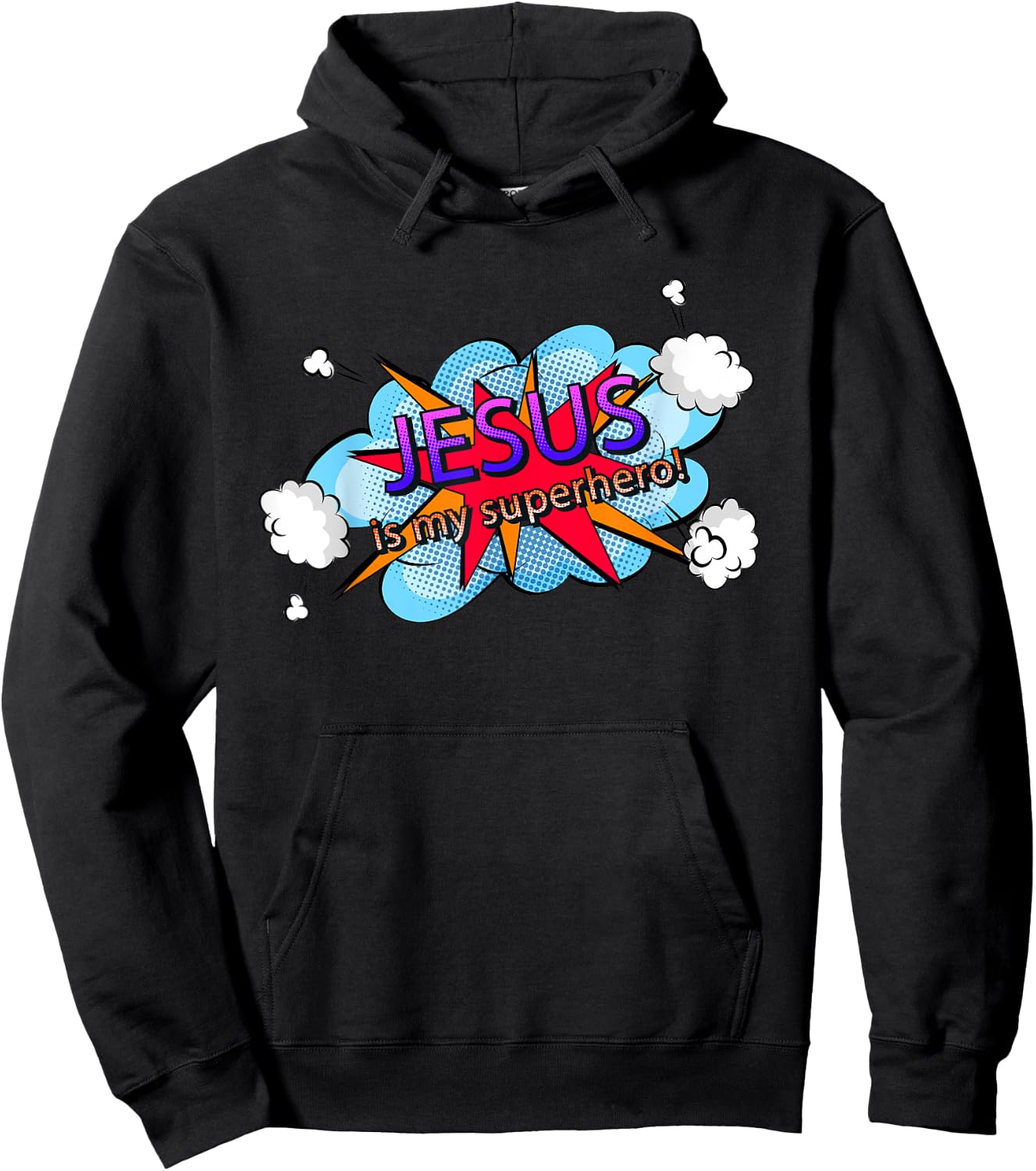 Jesus Is My Superhero Cute Powerful Christian Gift Comic Hoodie - Hoodie | Black