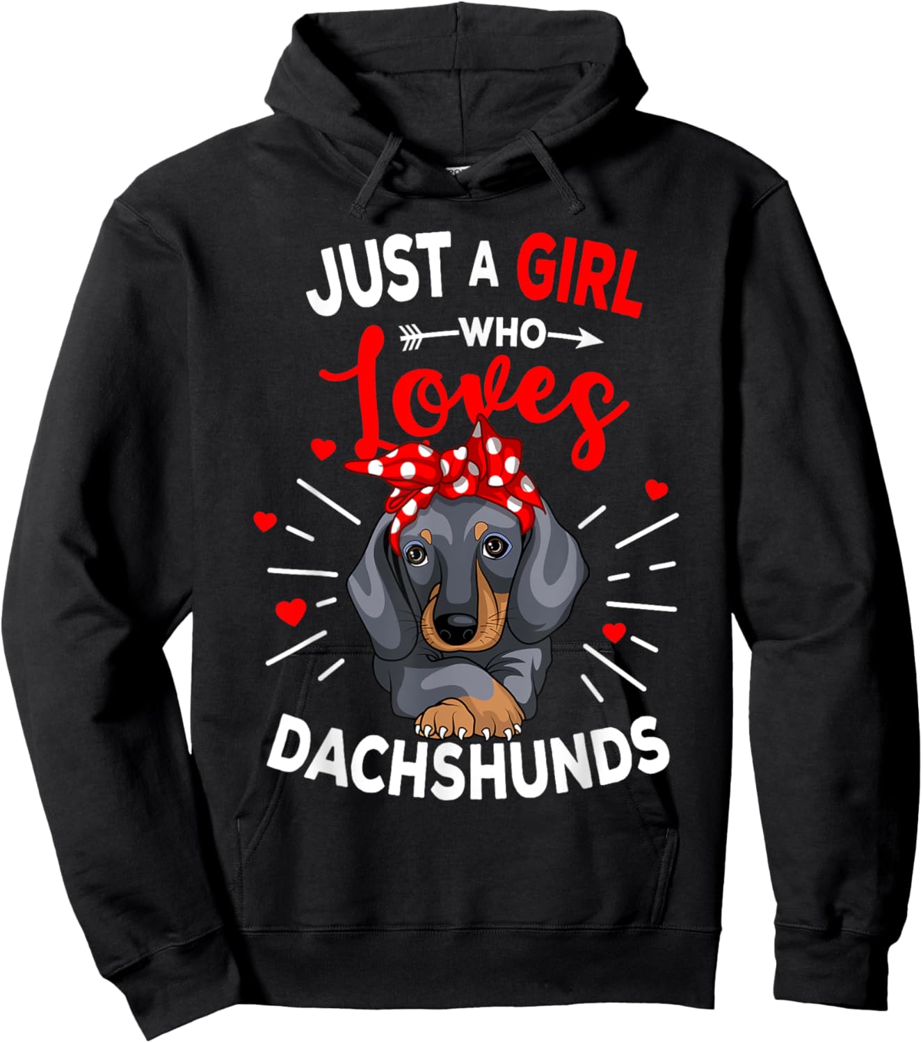Just a Girl who loves Dachshunds Weiner Dog Lover Girls Gift Hoodie - Hoodie | Black