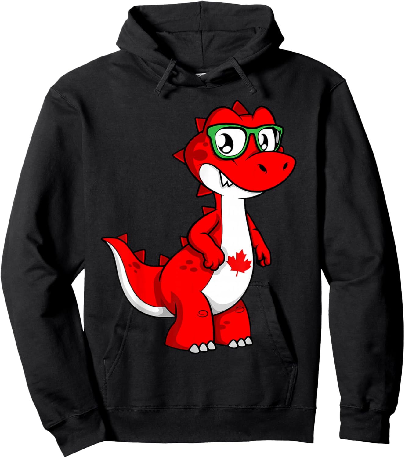Canada Kids Flag Funny Red Dinosaur Toddler Shirt Flag Hoodie - Hoodie | Black