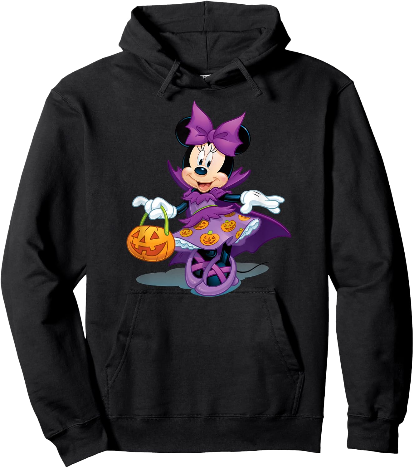 Minnie Mouse - Halloween Trick Or Treat Purple Pumpkin Dress Hoodie - Hoodie | Black