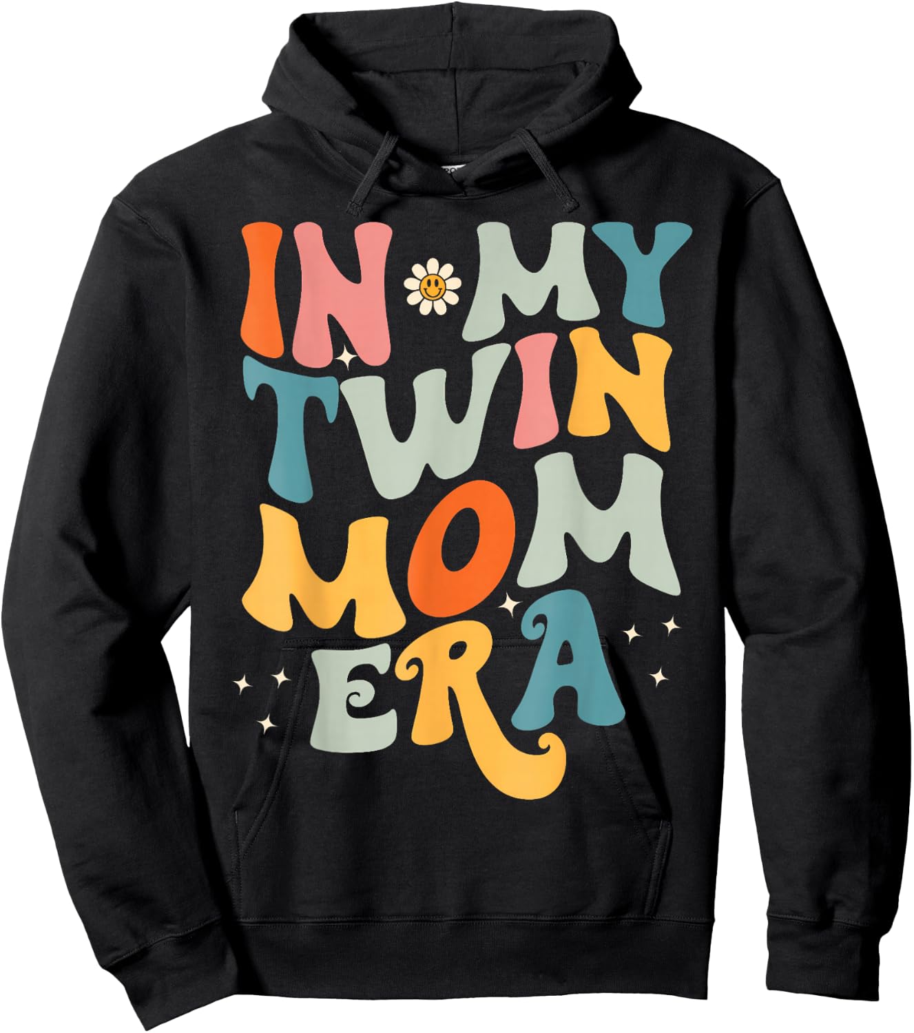 In My Twin Mom Era,Cute Groovy New Mom Gift Hoodie - Hoodie | Black