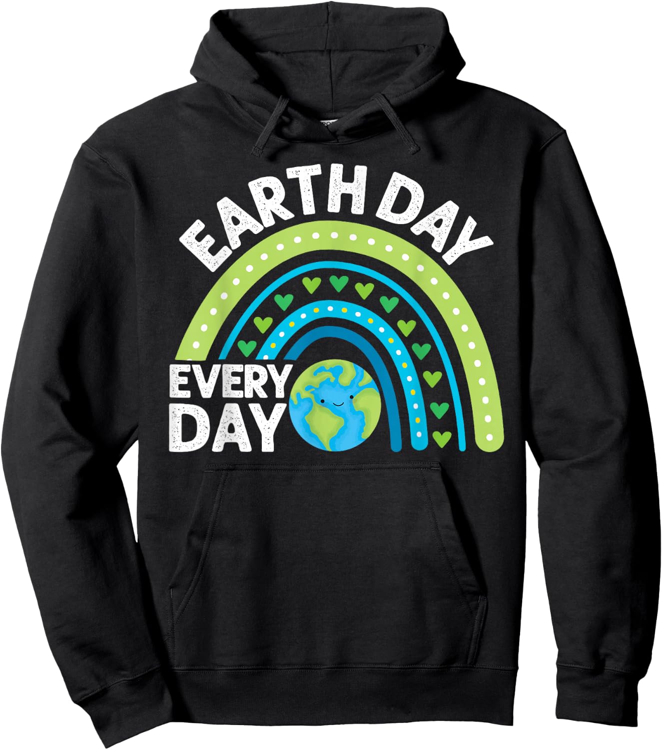 Earth Day 2026 Every Day Earth Day Girls Rainbow Hoodie - Hoodie | Black