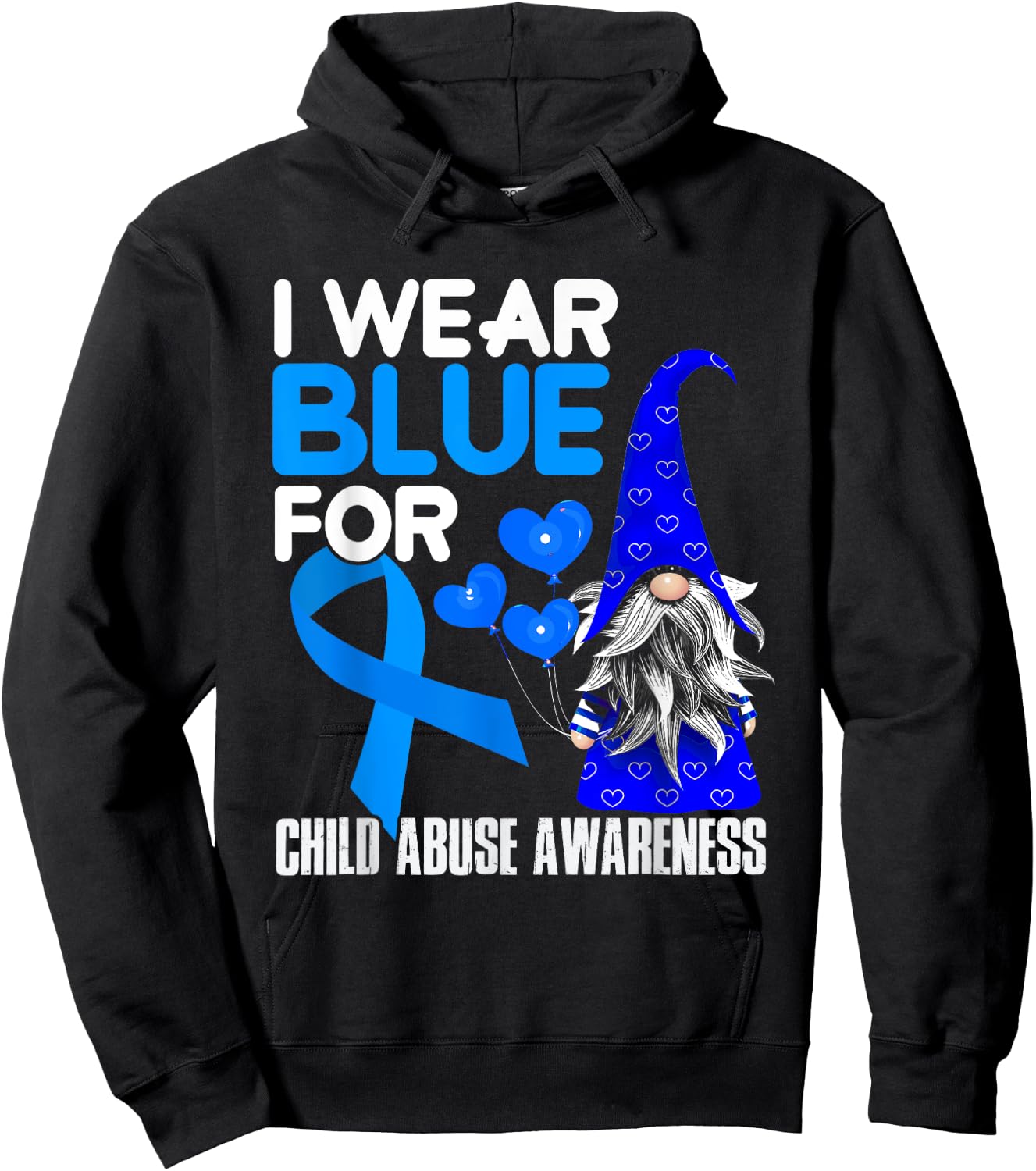 Blue Ribbon For Child Abuse Awareness Prevention Month April Hoodie - Hoodie | Black