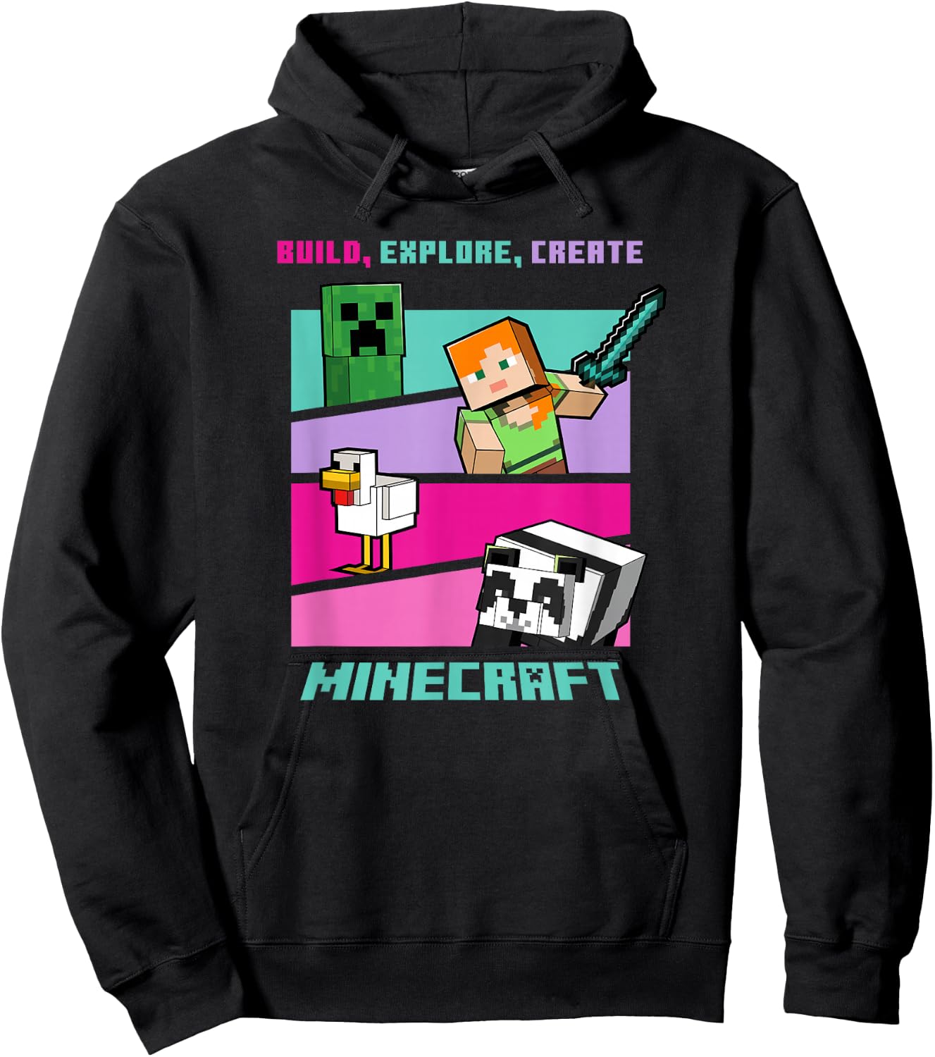 Minecraft Build Explore Create Group Poster Hoodie - Hoodie | Black