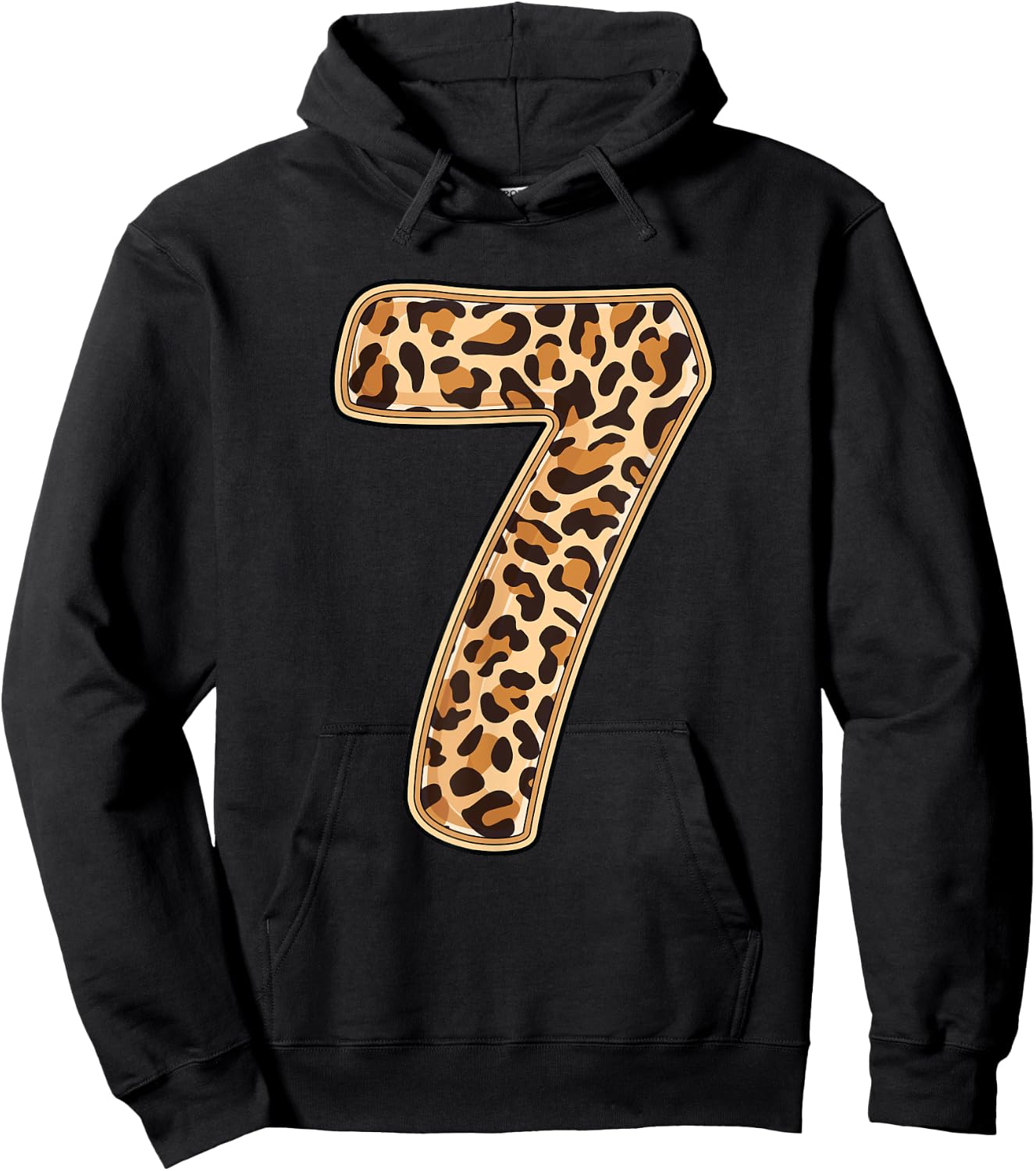 Leopard 7th Birthday Party 7 Seven Years Old Wild Cats Kids Hoodie - Hoodie | Black