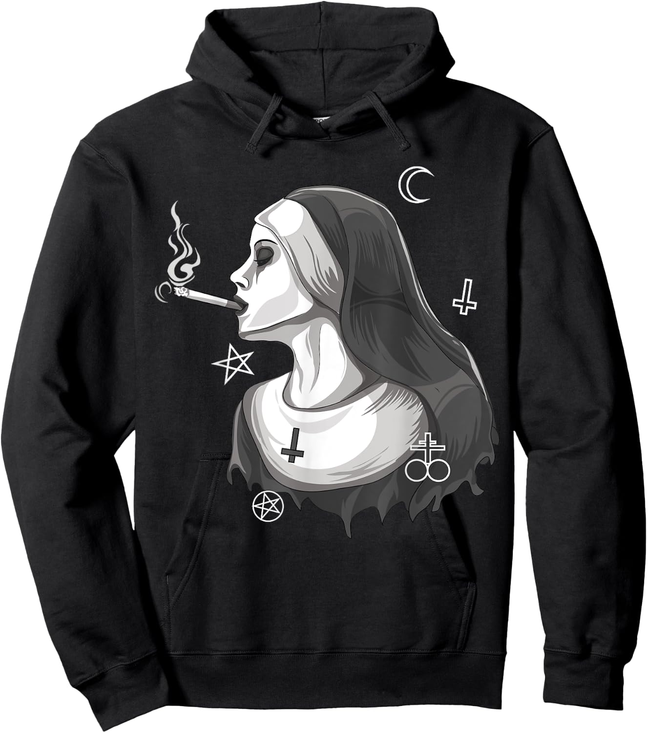 Dark Nun Satanic Occult Gothic Evil Anti-Christ Nun Unholy Hoodie - Hoodie | Black