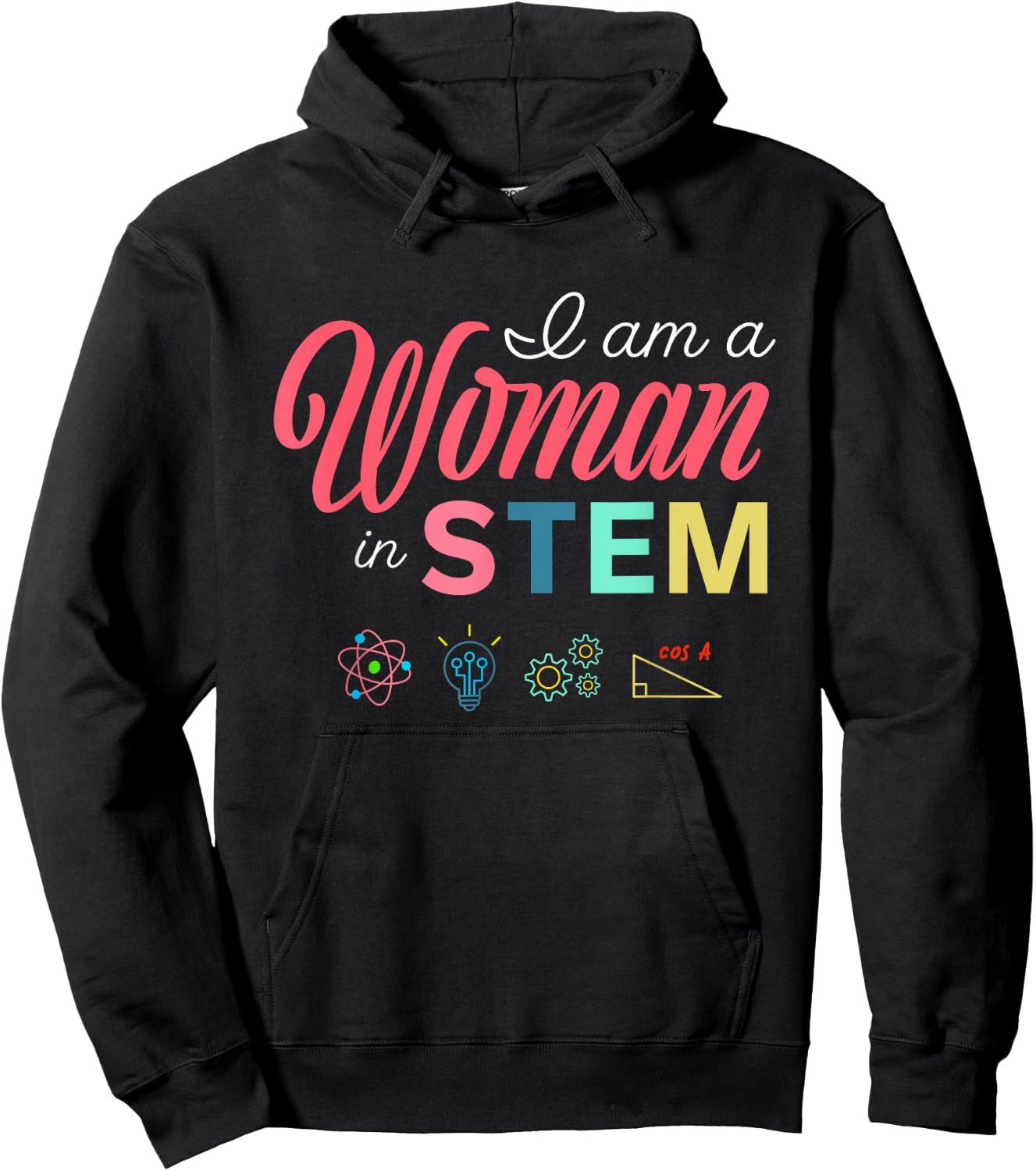 Retro I Am A Woman In STEM Female Empowering Women Girls Hoodie - Hoodie | Black