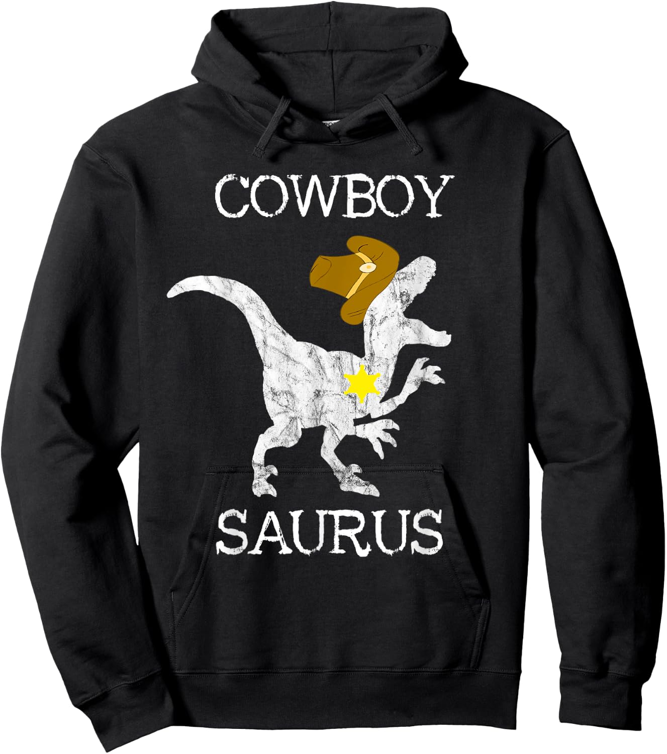 Cowboy Saurus Wild West Sheriff Rancher T Rex Dinosaur Shirt Hoodie - Hoodie | Black
