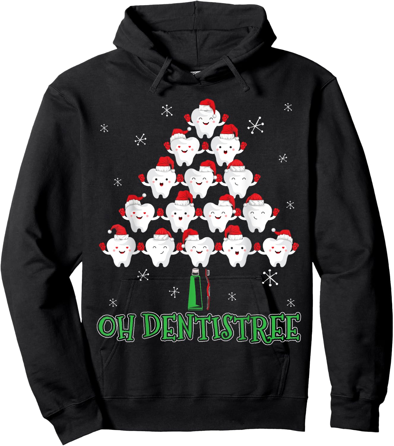 Oh Dentistree Christmas Funny Dentist Christmas Hoodie - Hoodie | Black
