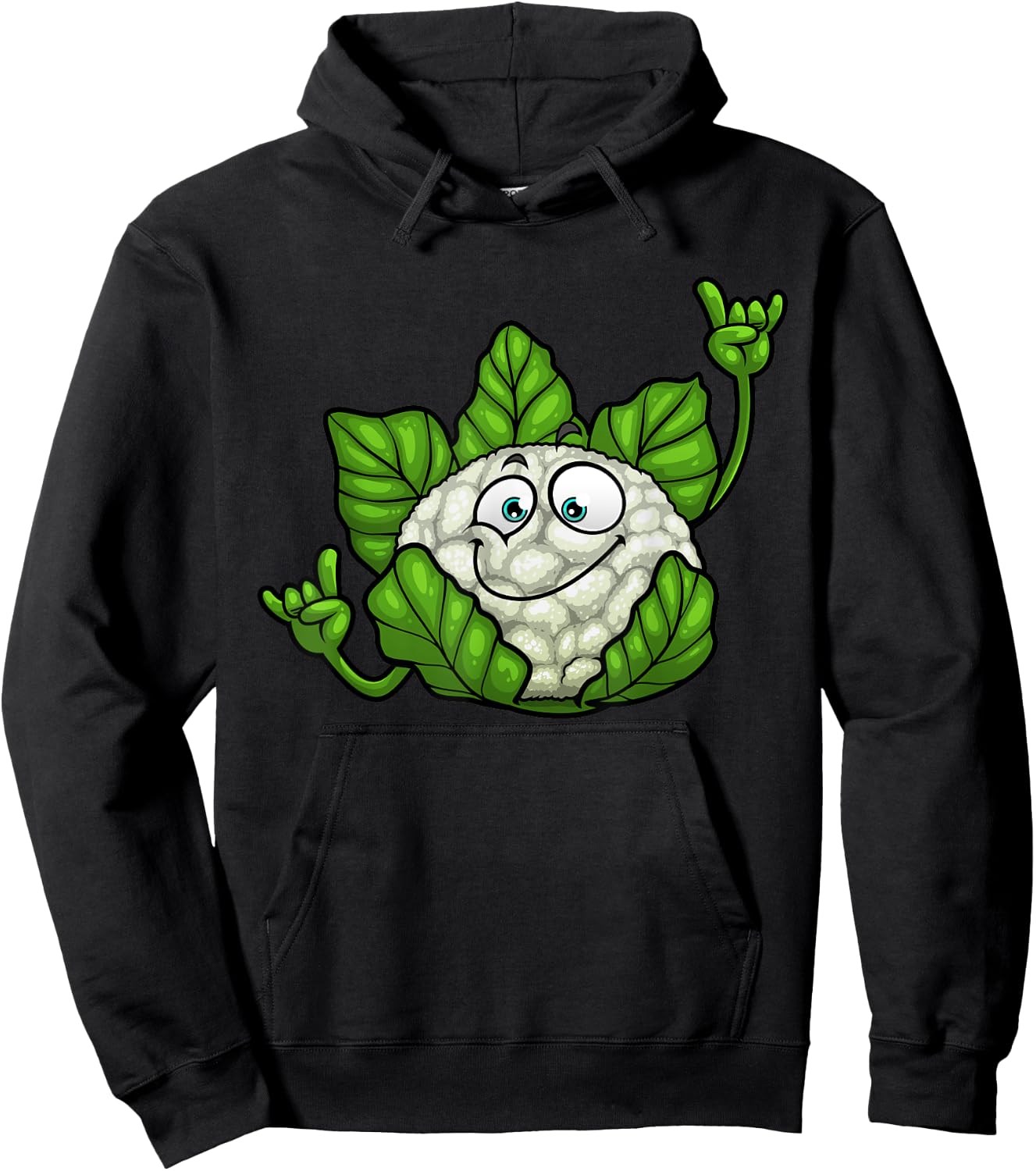 Funny Cauliflower Designs Women Veggie Lover Vegan Hoodie - Hoodie | Black