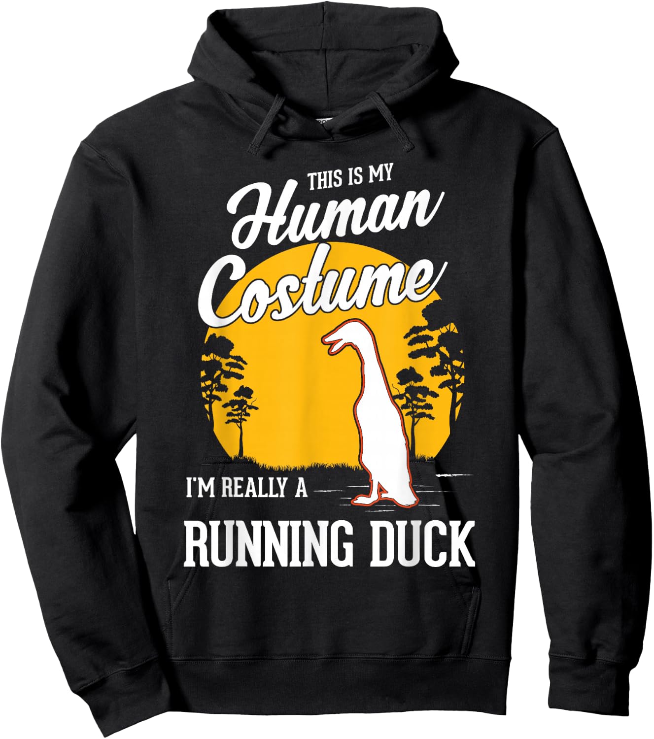 Running Duck Human Costume Halloween Running Duck Hoodie - Hoodie | Black