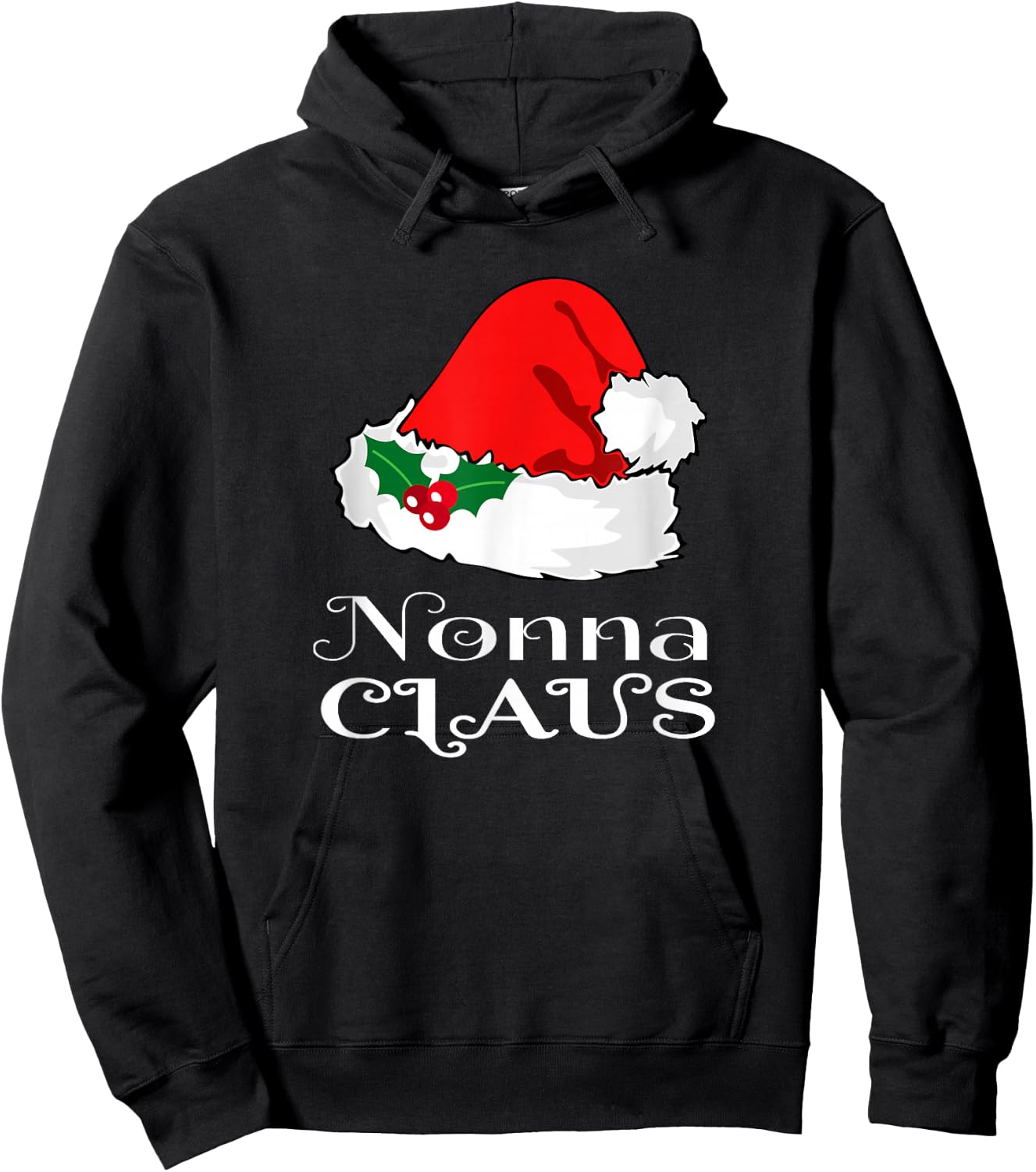 Christmas Nonna Claus Matching Pajama Santa Hat X-mas Hoodie - Hoodie | Black