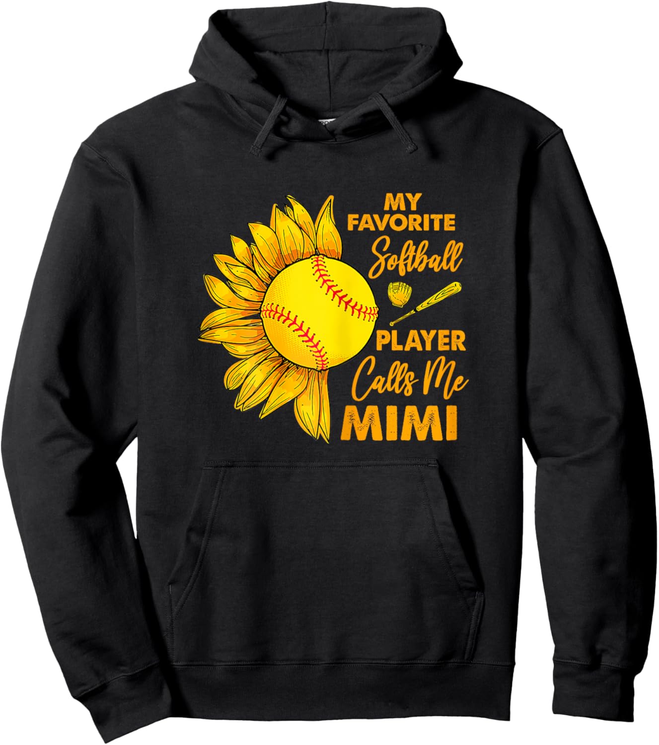 My Favorite Softball Player Calls Me Mimi Sunflower Hoodie - Hoodie | Black