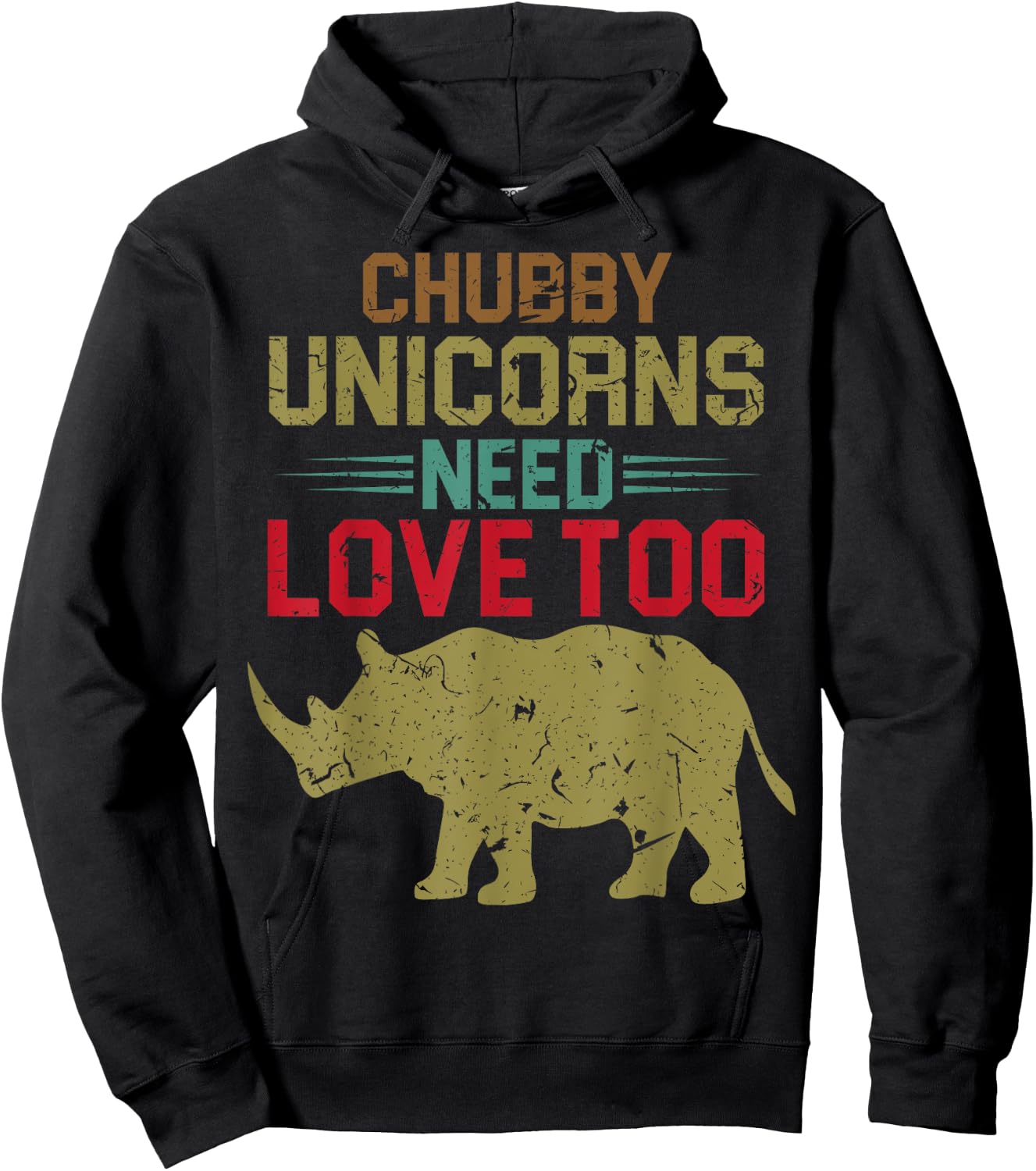 Funny Chubby Unicorns Need Love Too Hoodie - Hoodie | Black