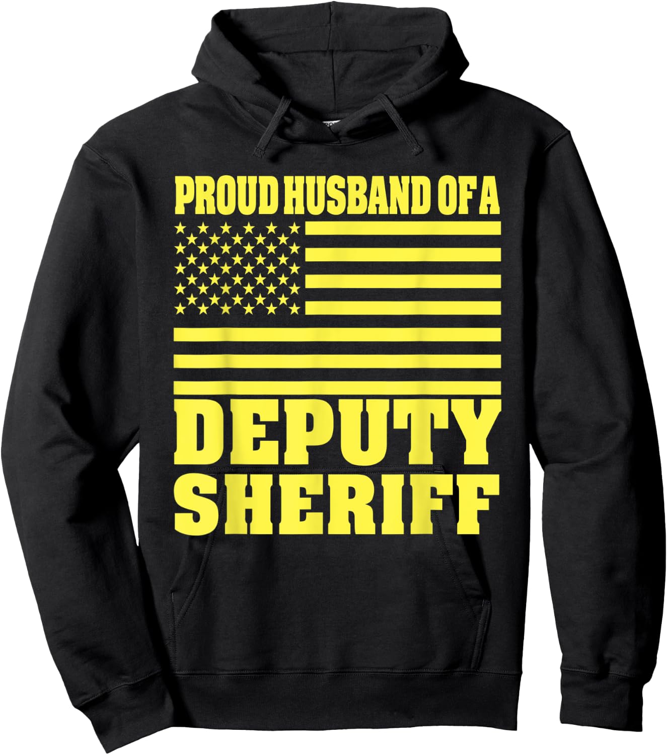 Proud Husband Of A Deputy Sheriff American Flag Men Hoodie - Hoodie | Black