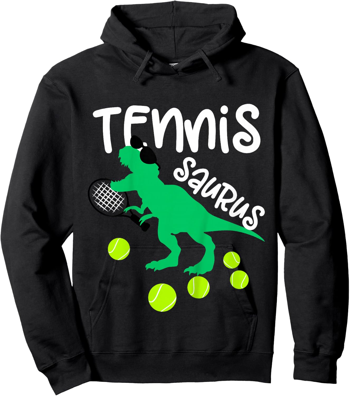 Toddler Tennis Dinosaur for Boys and Girls Funny Hoodie - Hoodie | Black