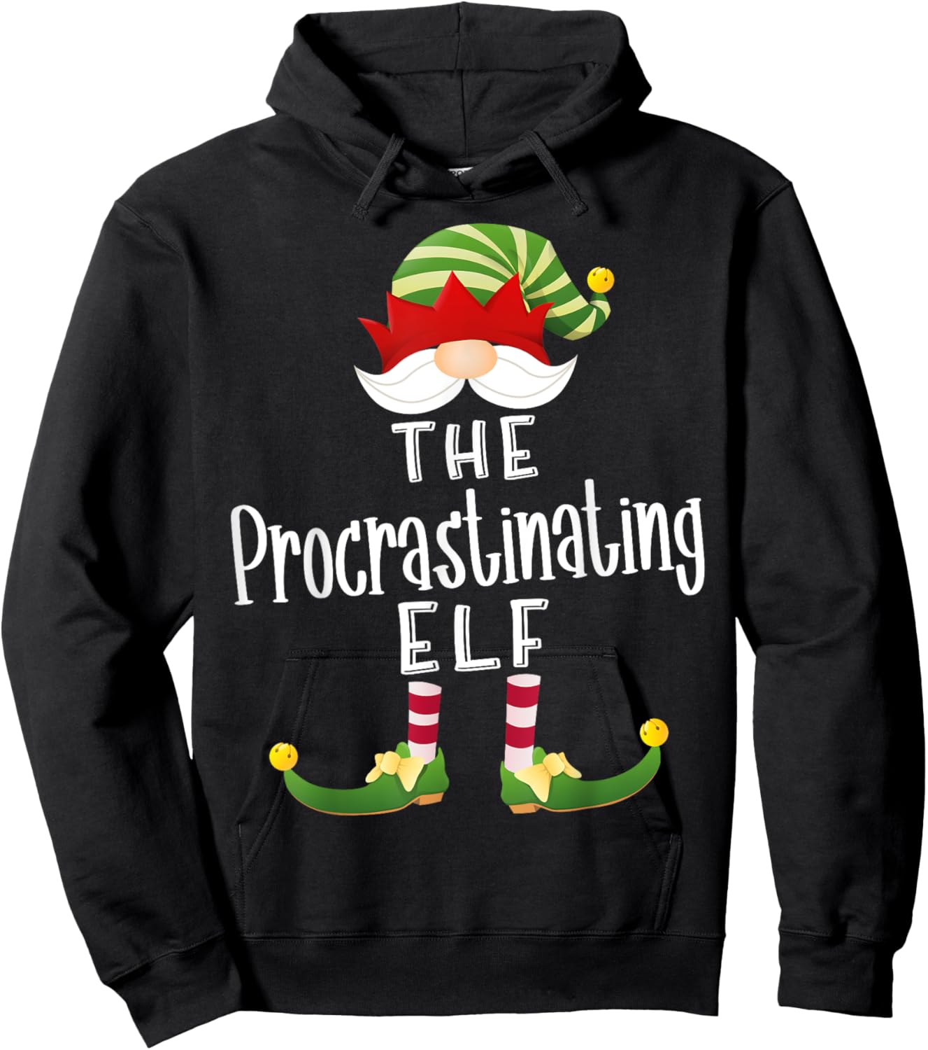 Procrastinating Elf Group Christmas Funny Pajama Party Hoodie - Hoodie | Black