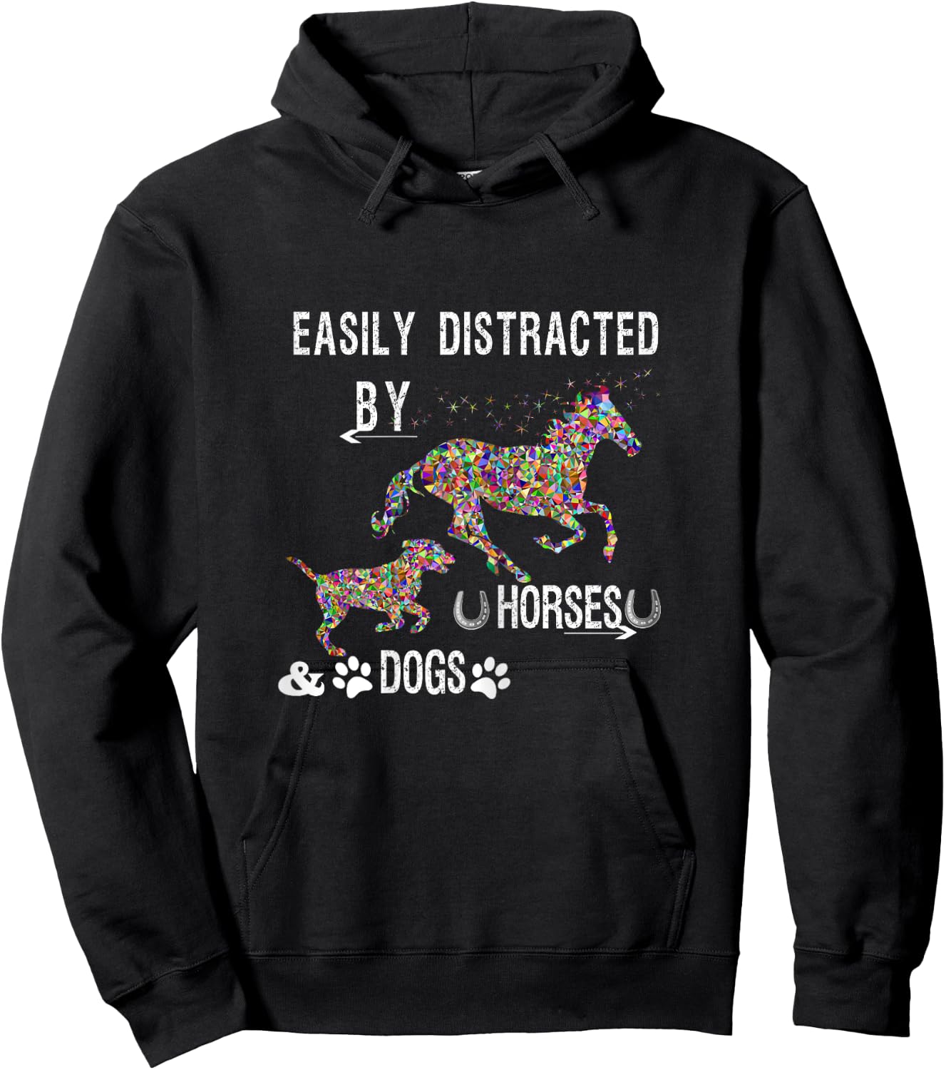 Easily Distracted By Dogs And Horses Shirts for Girls Hoodie - Hoodie | Black