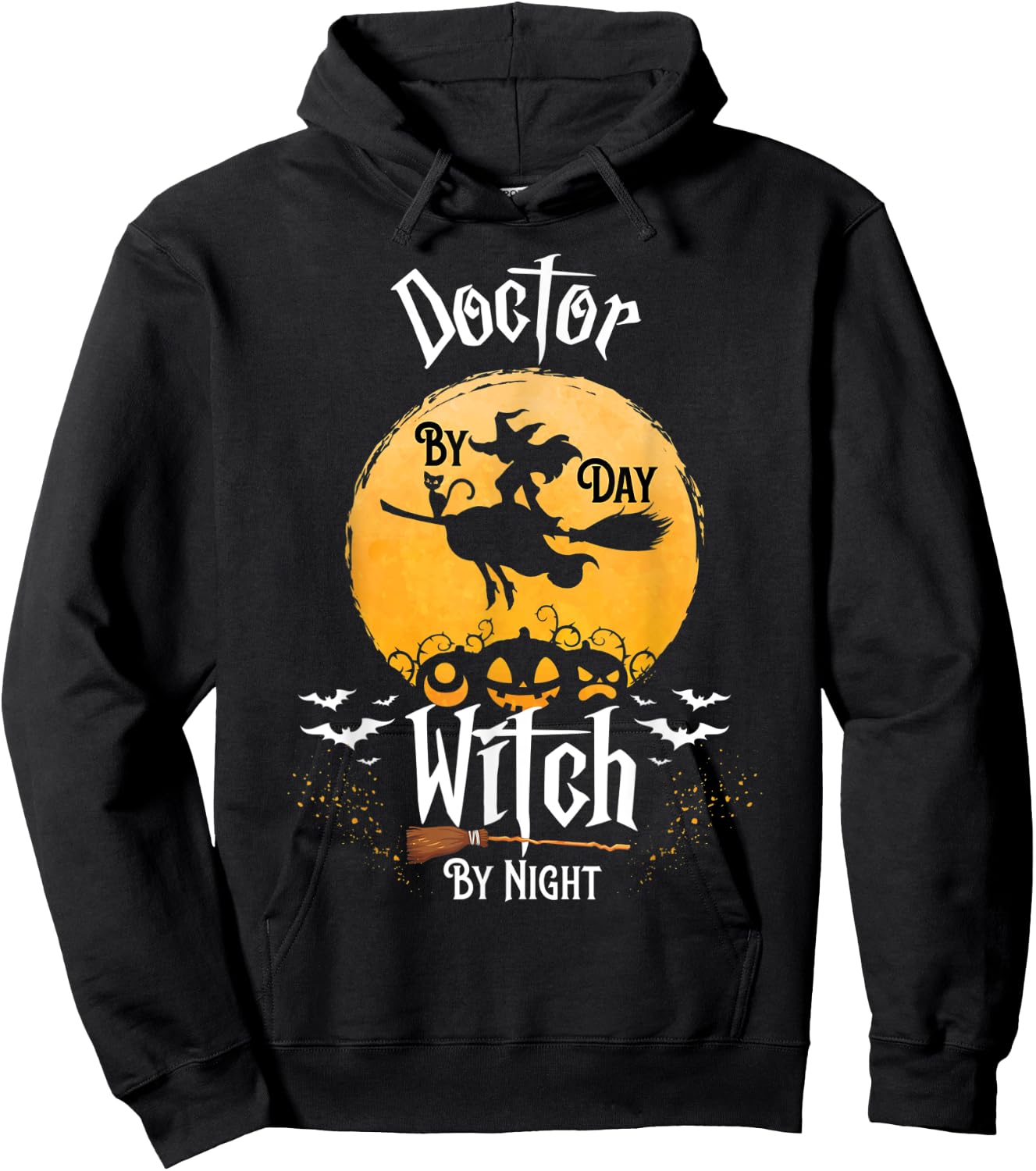 Funny CNA Witch Nurse Halloween Doctor By Day Witch By Night Hoodie - Hoodie | Black