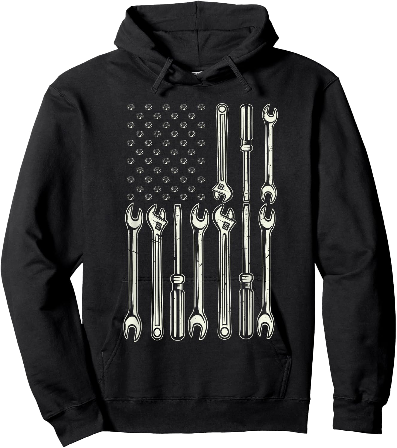 Mechanic USA Flag Patriotic Flag Mechanic Hoodie - Hoodie | Black