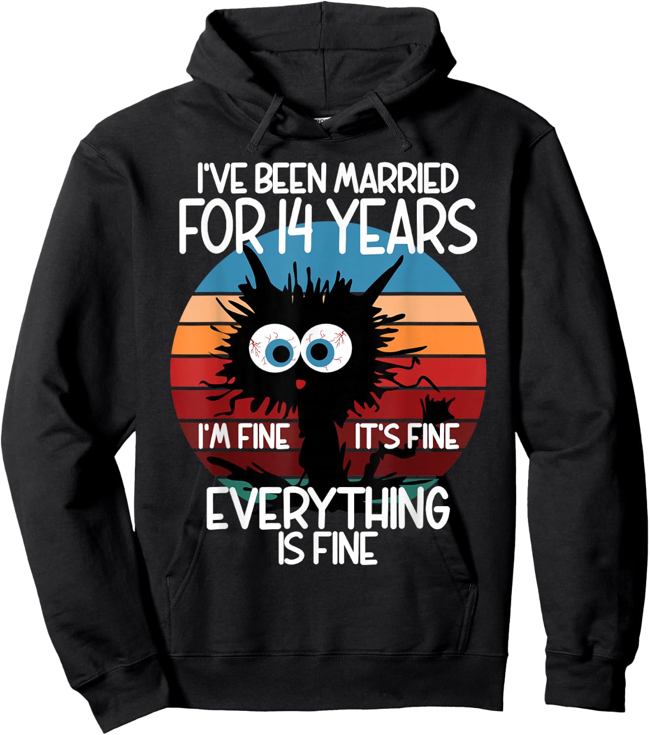 Ivory Wedding I've Been Married for 14 Years Hoodie - Hoodie | Black