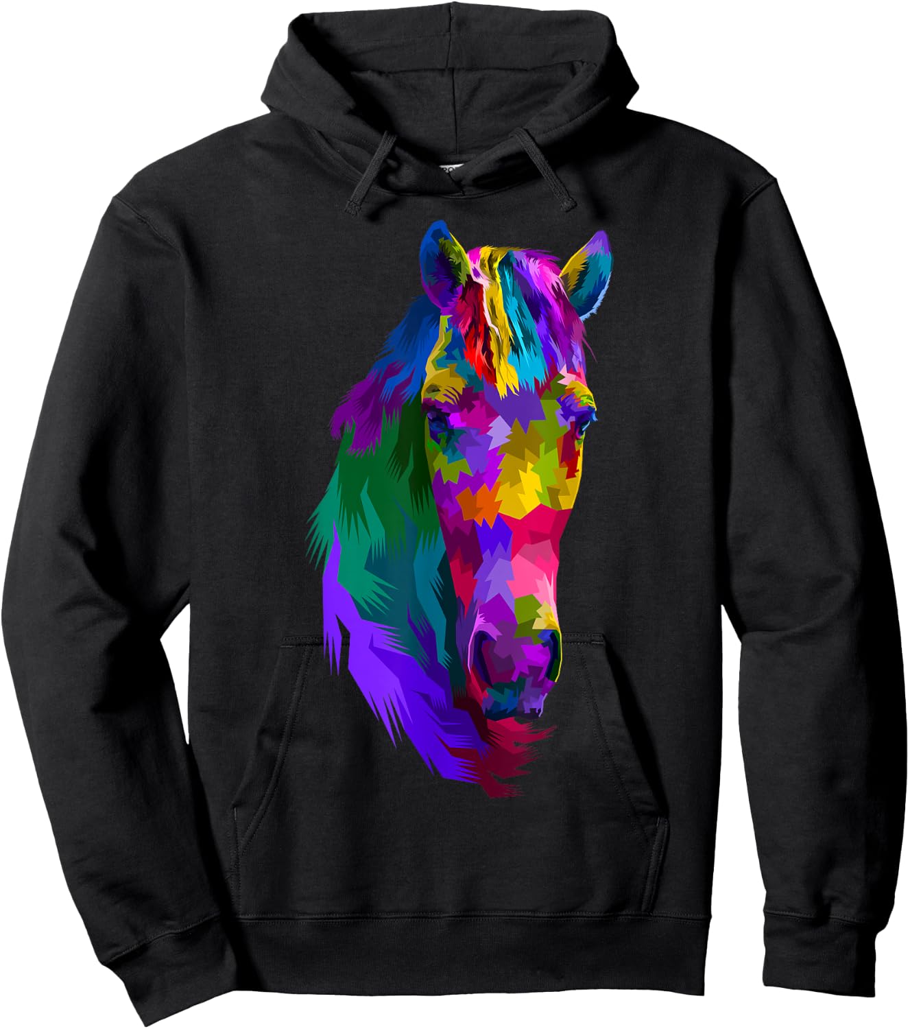 Colorful pop art horse portrait | Funny Horses Hoodie - Hoodie | Black